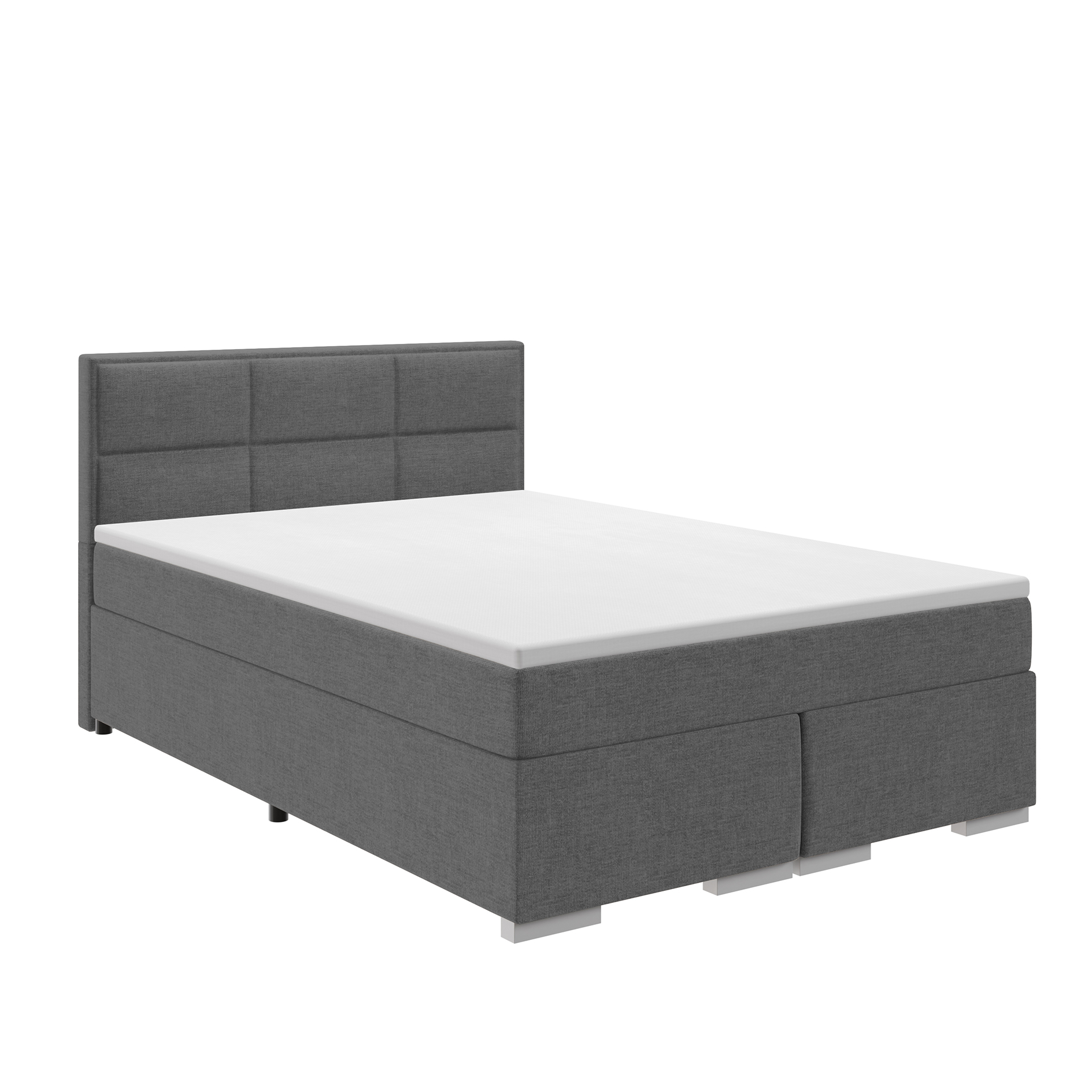 Boxspringbett - grau - H2/H3 - mit Topper - 140x200 cm