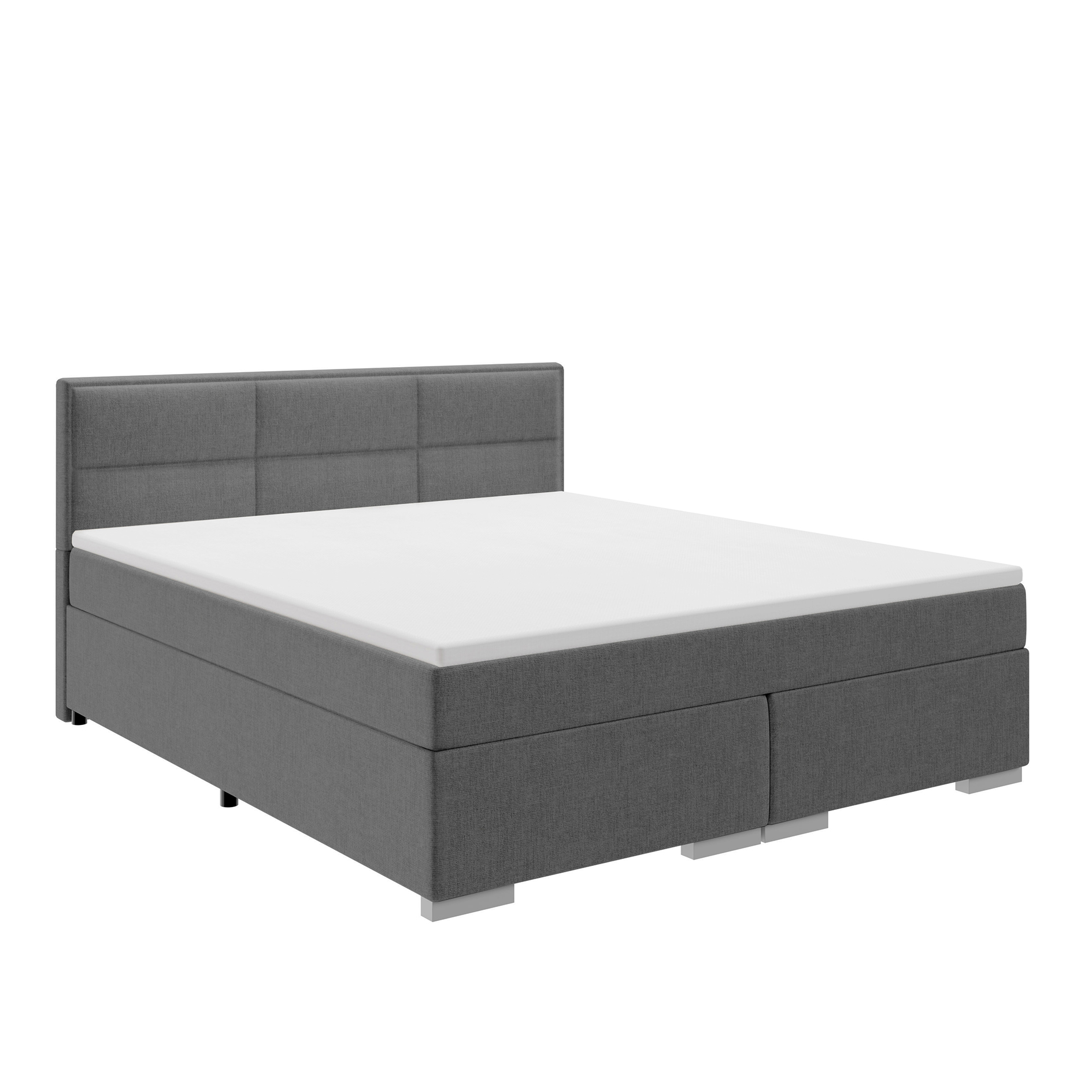 Boxspringbett - grau - H2/H3 - mit Topper - 160x200 cm