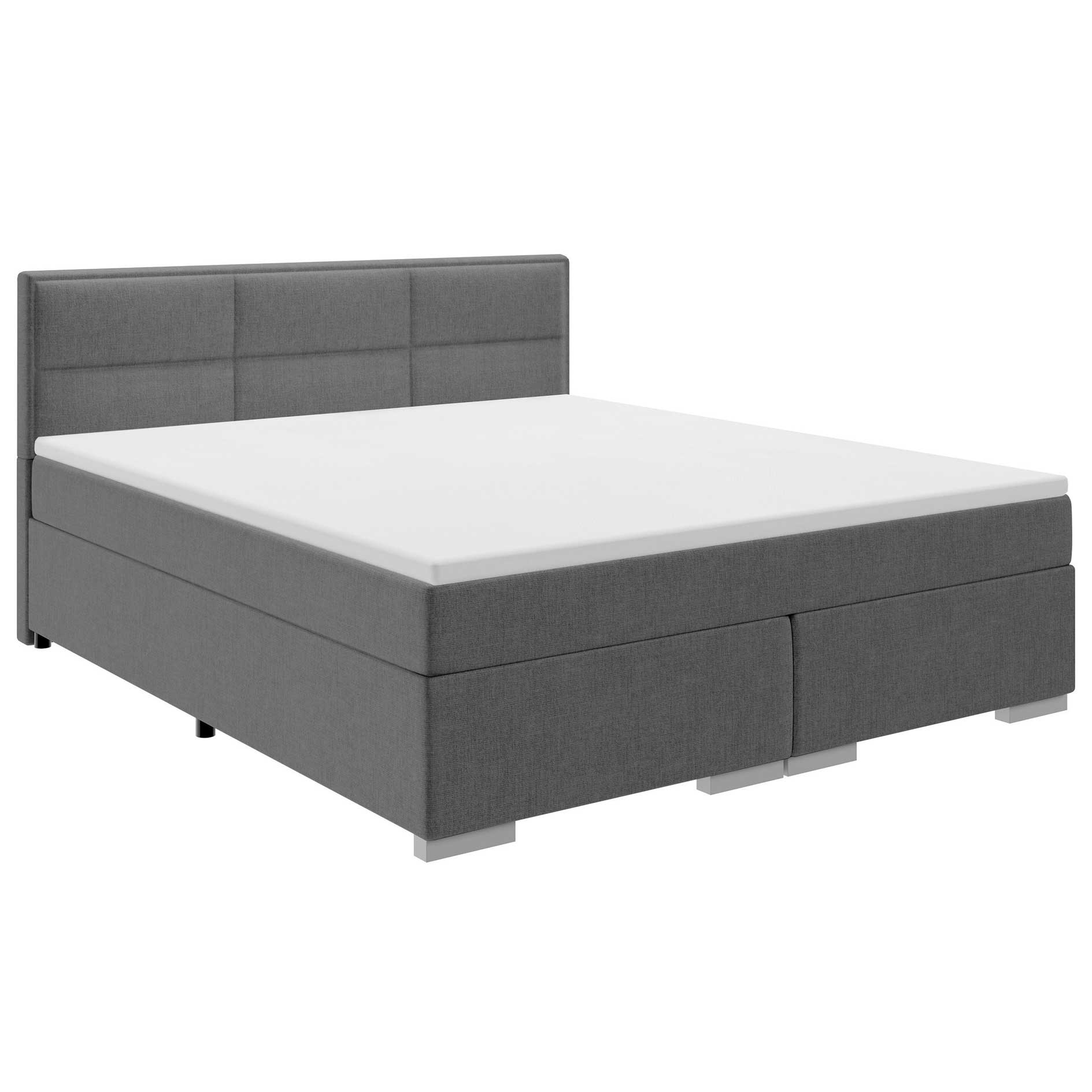 Boxspringbett - grau - H2/H3 - mit Topper - 180x200 cm