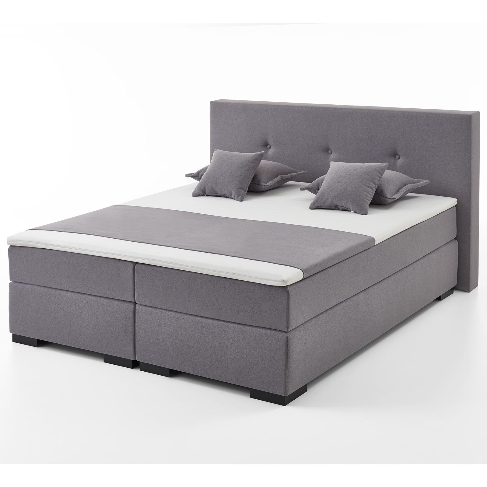 Boxspringbett - grau - H2 - Taschenfederkern - 180x200 cm