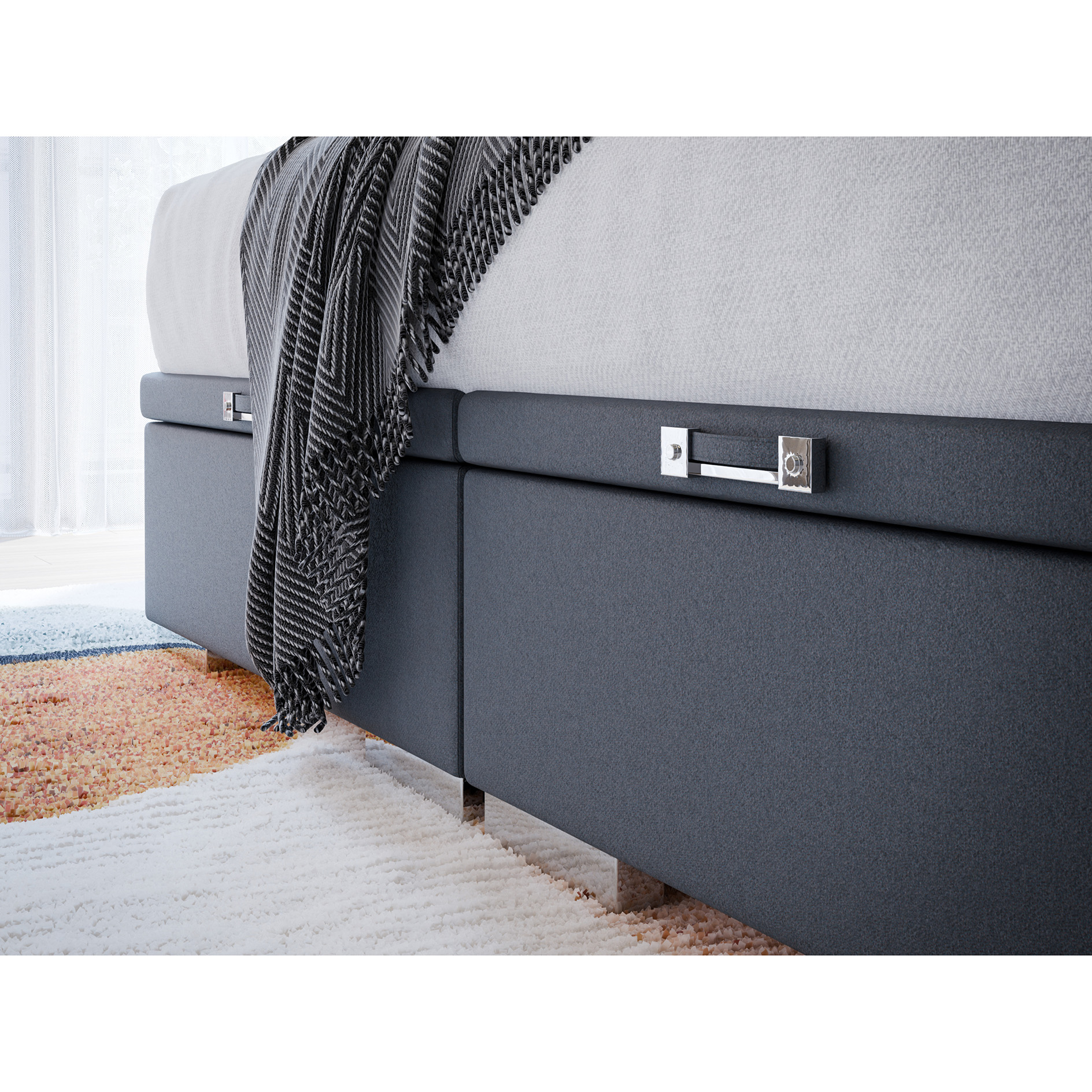 Boxspringbett - grau - H3 - 180x200 cm