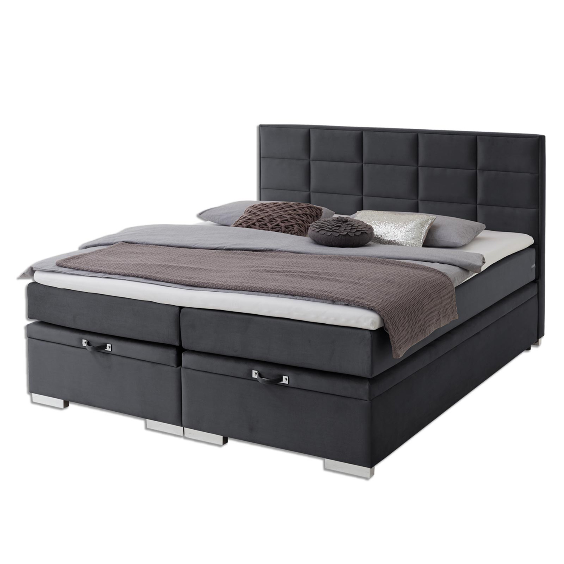 Boxspringbett - grau - H3 - 180x200 cm