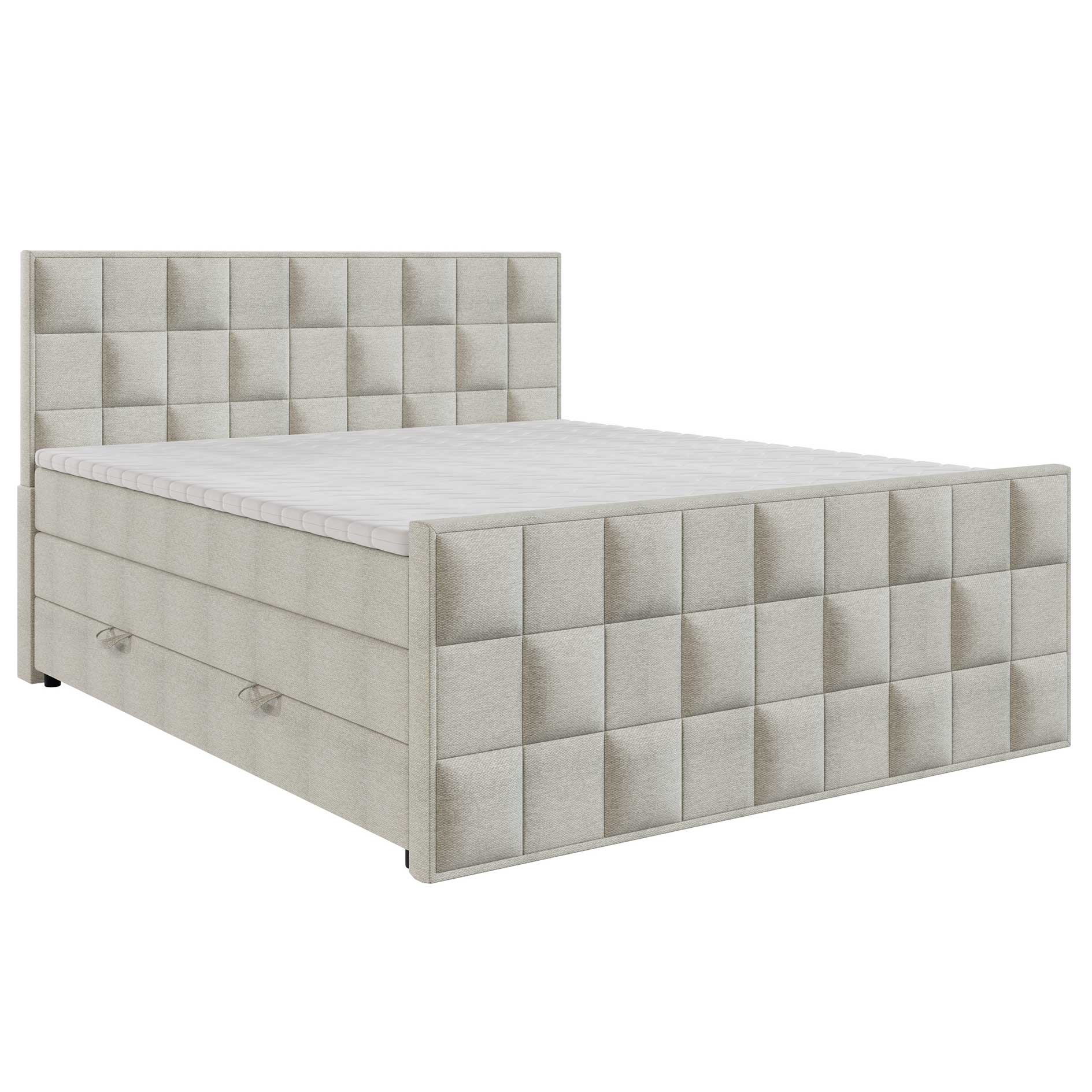 Boxspringbett - grau - H3 - mit Bettkasten - 140x200 cm