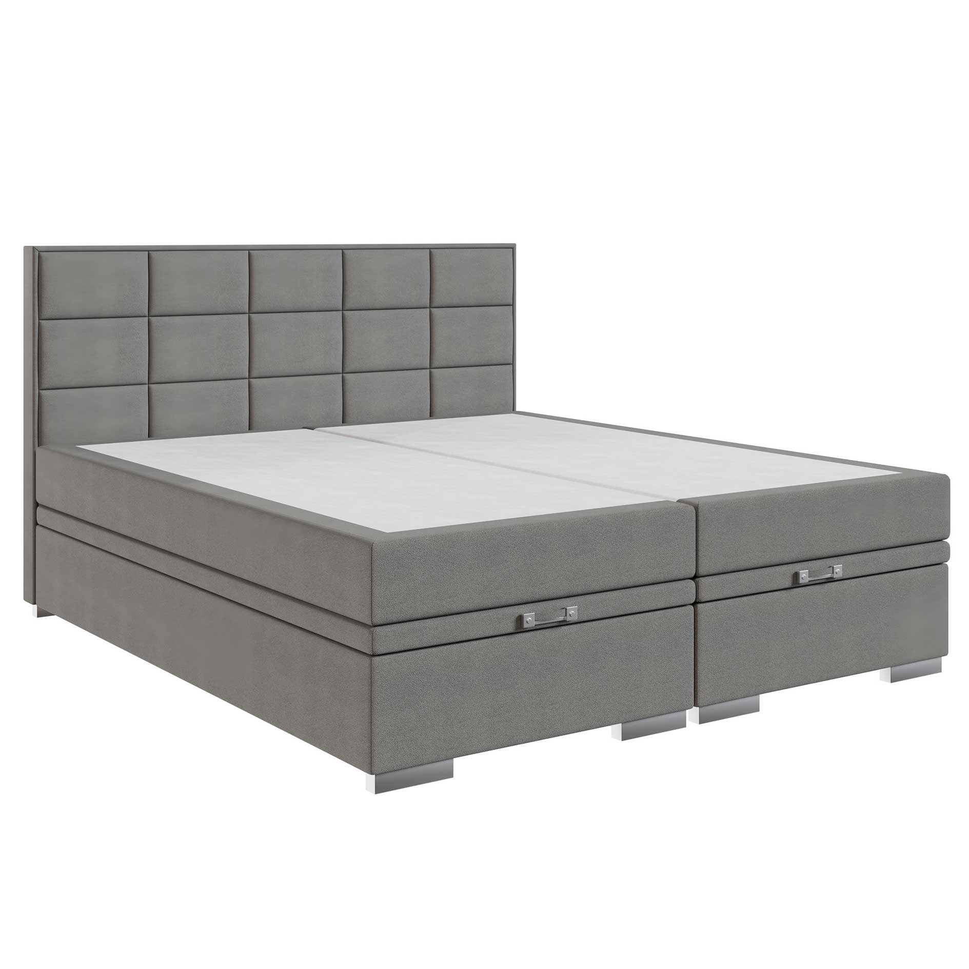 Boxspringbett - grau - H3 - mit Bettkasten - 140x200 cm