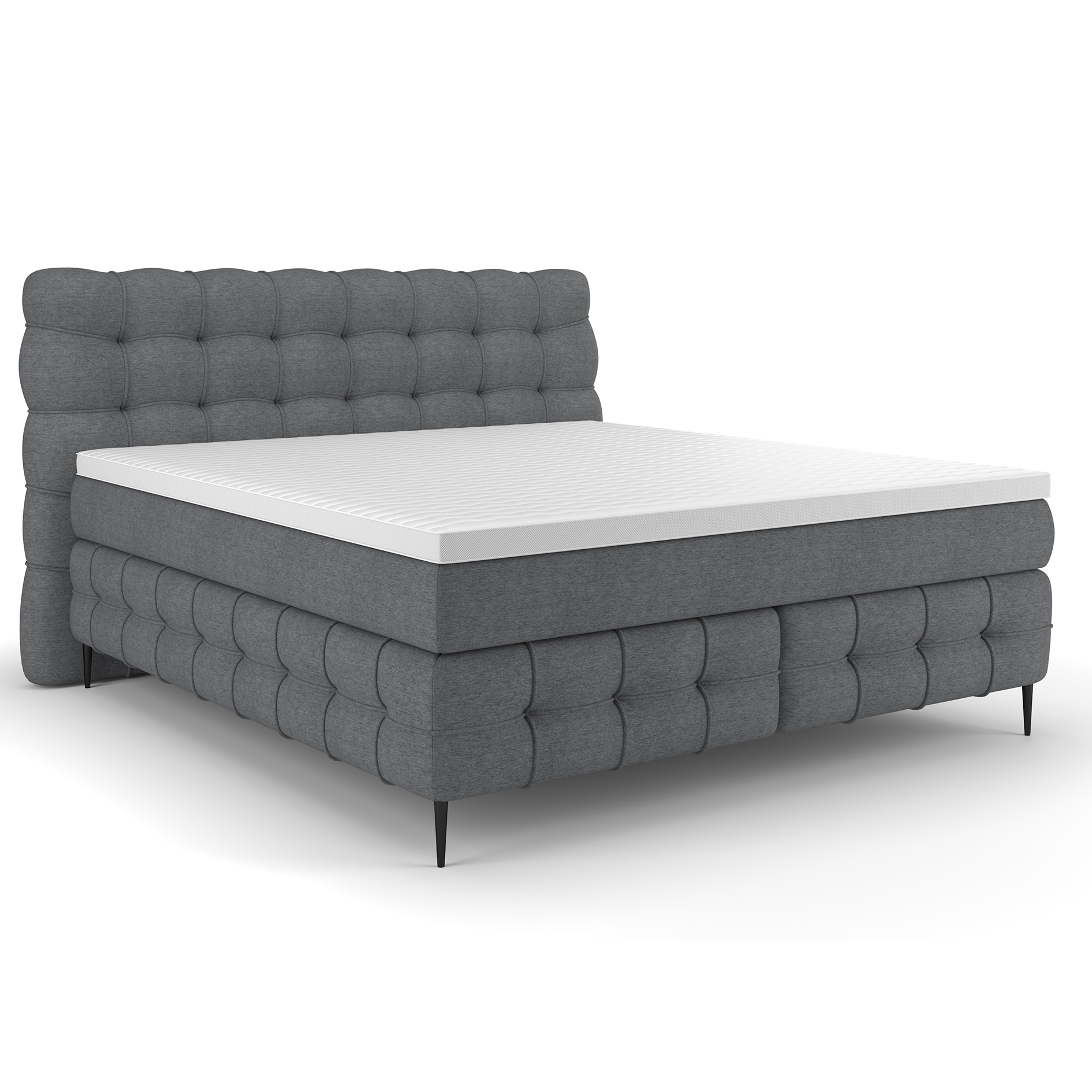 Boxspringbett - grau - Viskose-/Memoryschaumtopper - H2/H3 - 180x200 cm 