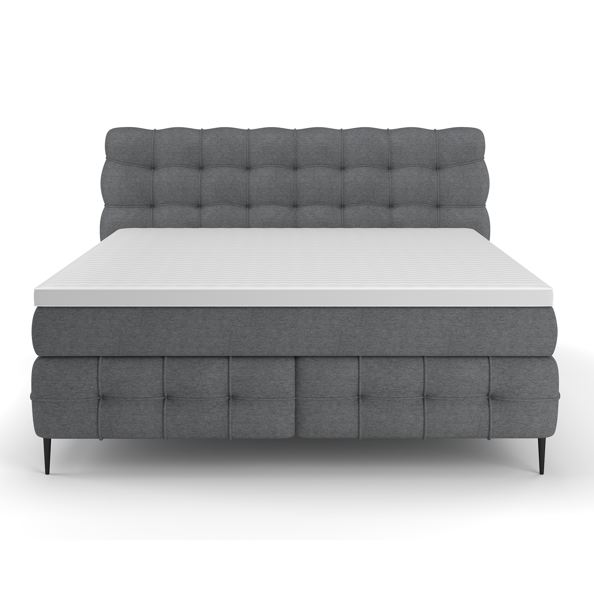 Boxspringbett - grau - Viskose-/Memoryschaumtopper - H2/H3 - 180x200 cm 
