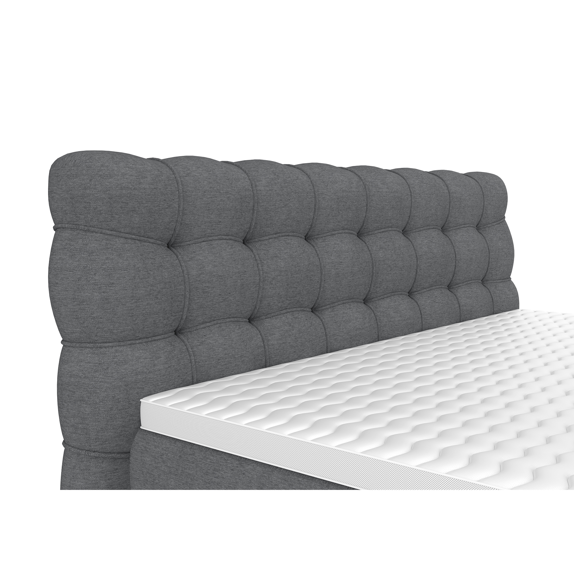 Boxspringbett - grau - Viskose-/Memoryschaumtopper - H2/H3 - 180x200 cm 