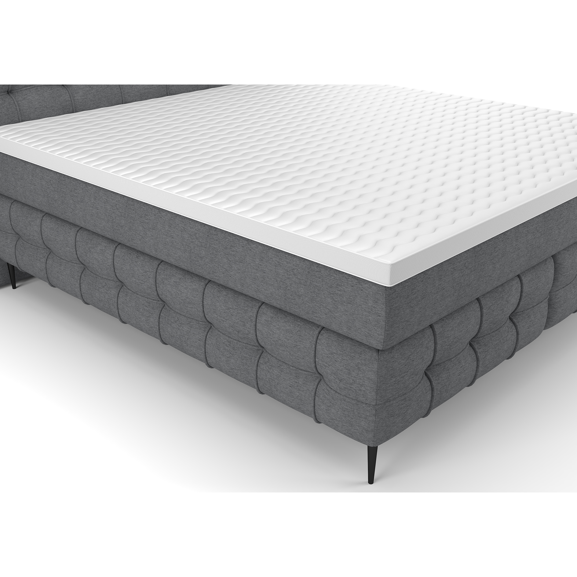 Boxspringbett - grau - Viskose-/Memoryschaumtopper - H2/H3 - 180x200 cm 