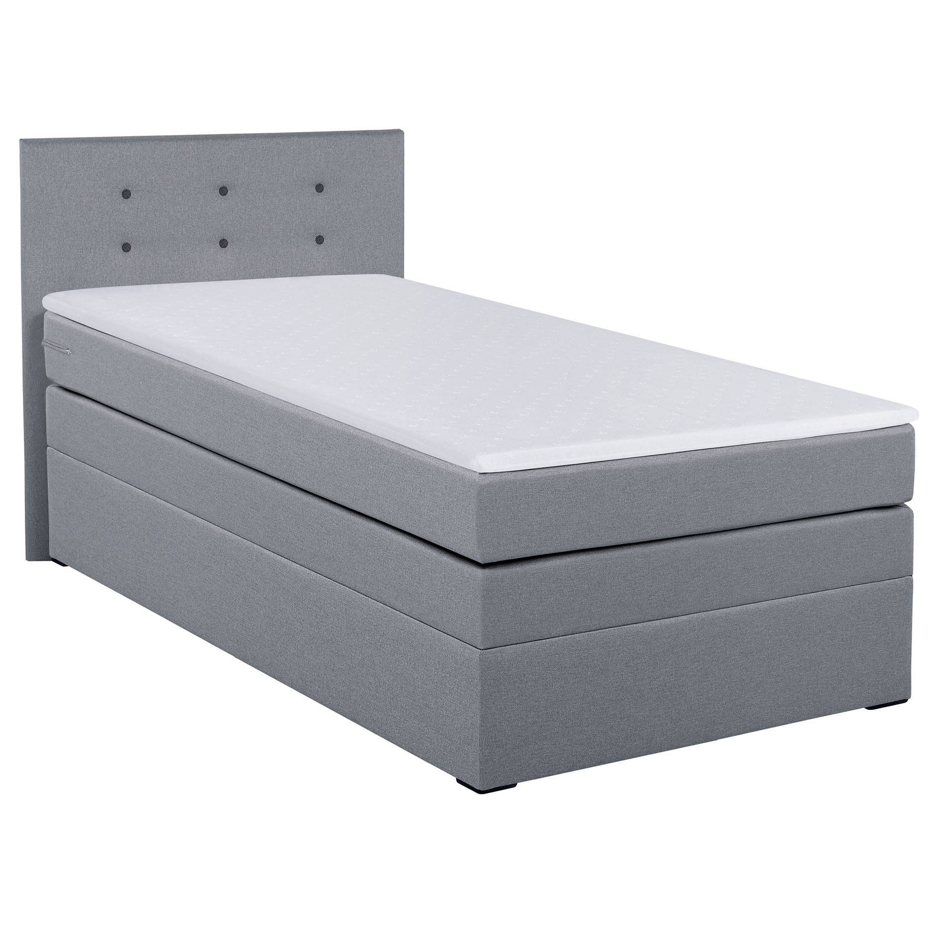 Boxspringbett - grey - H3 - mit Topper - 90x200 cm