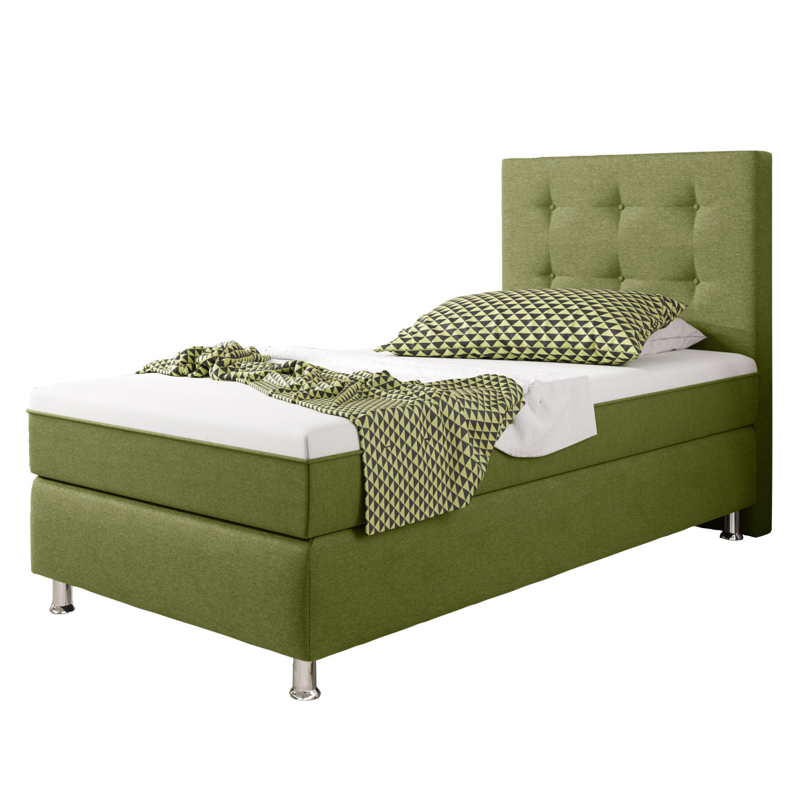 Boxspringbett - grün - H3 - 90x200 cm