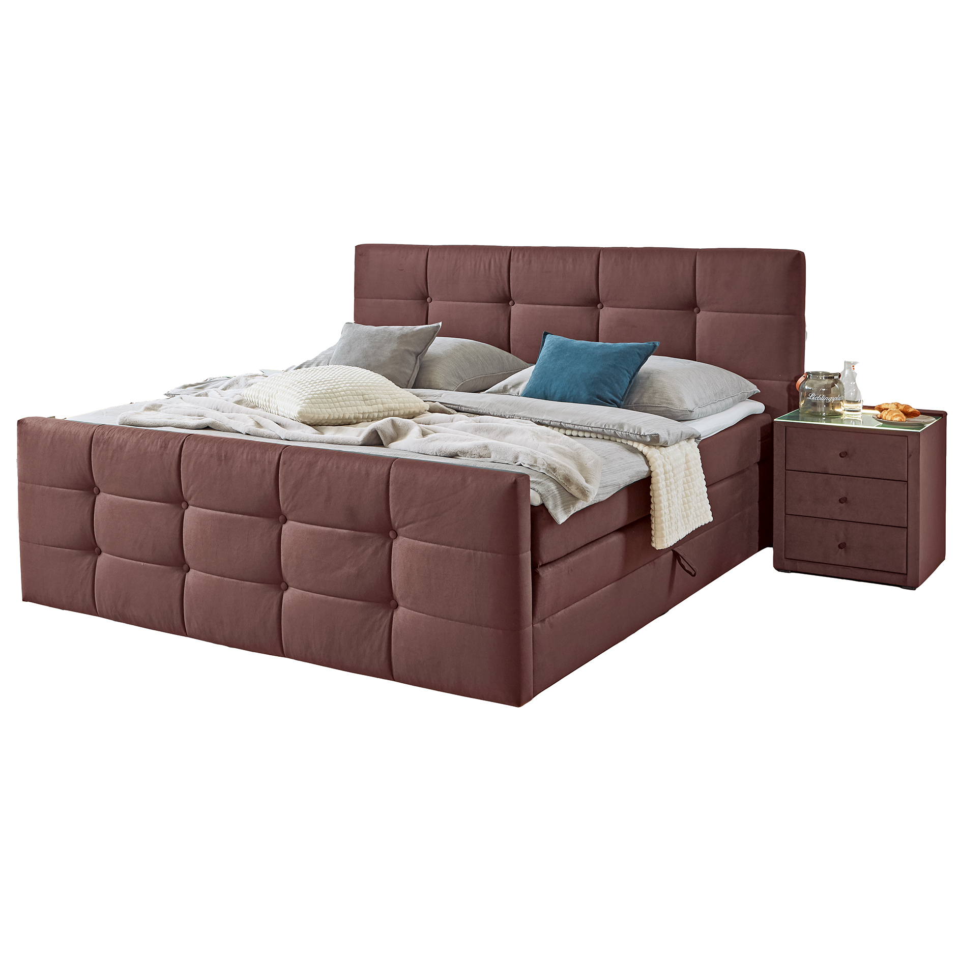 Boxspringbett - heidekraut - mit Bettkasten - H2 - 180x200 cm