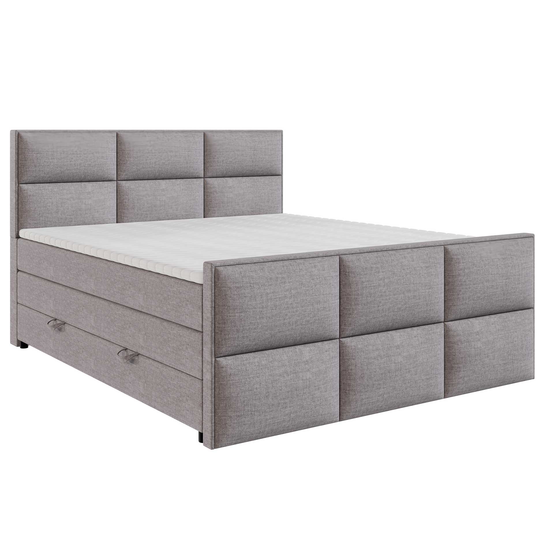 Boxspringbett - hellgrau - Bettkasten - H3 - 160x200 cm