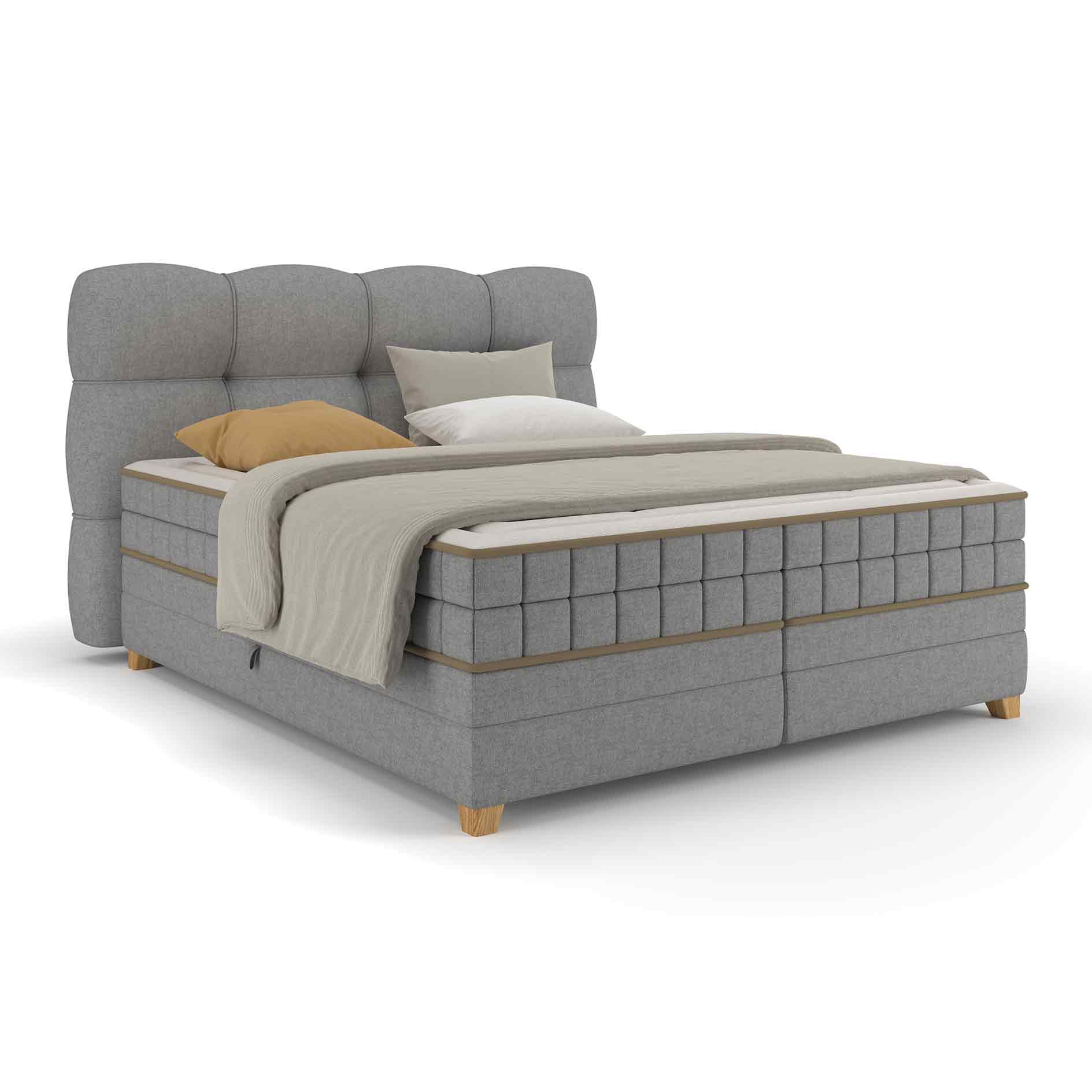 Boxspringbett - hellgrau - H2/H3 - Bettkasten - 160x220 cm