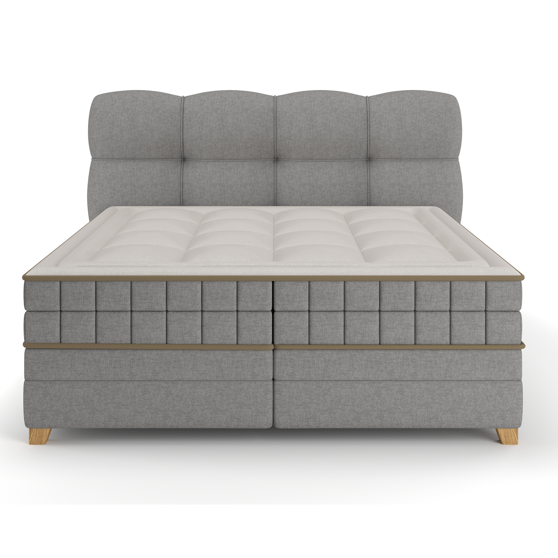 Boxspringbett - hellgrau - H2/H3 - Bettkasten - 180x200 cm 