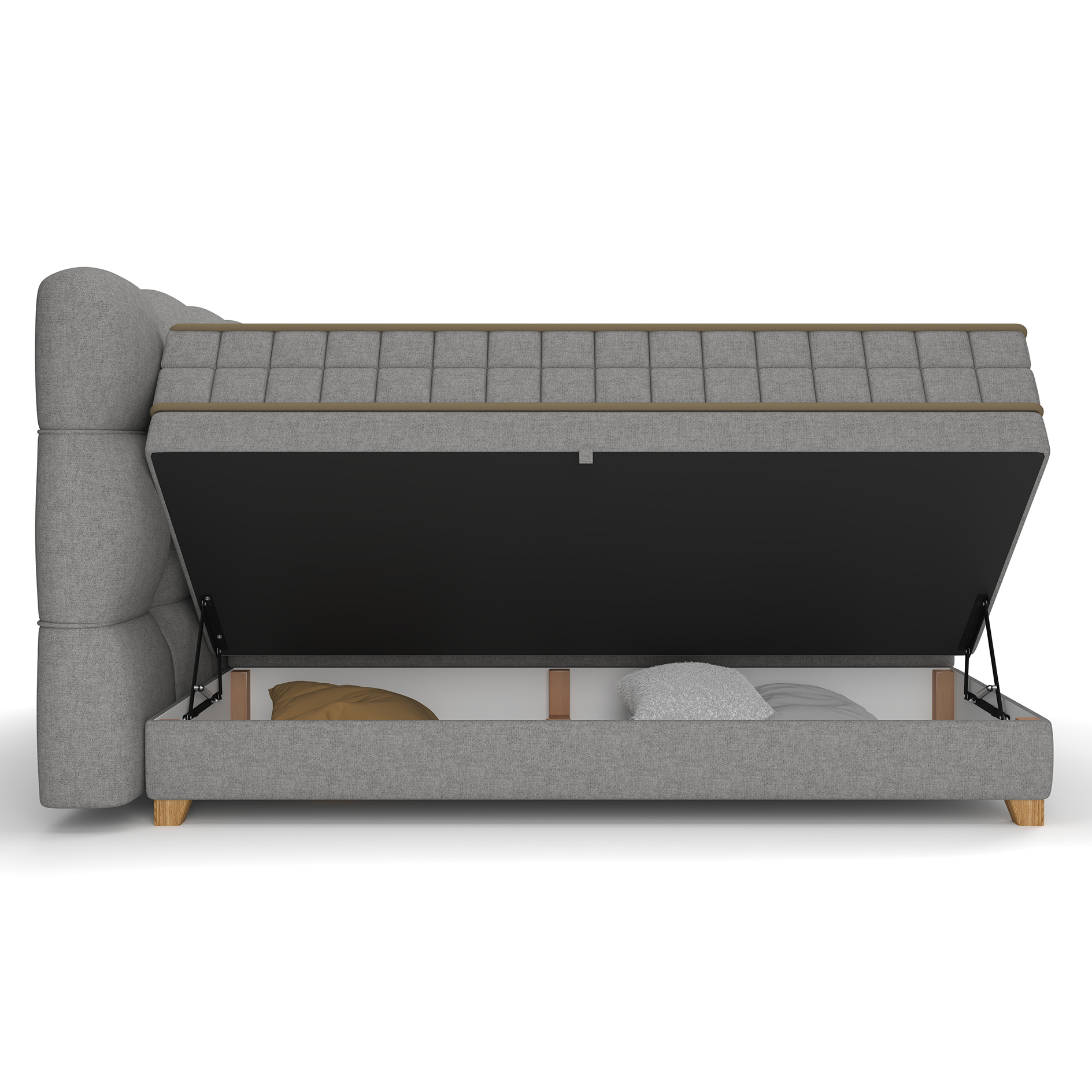 Boxspringbett - hellgrau - H2/H3 - Bettkasten - 180x200 cm 
