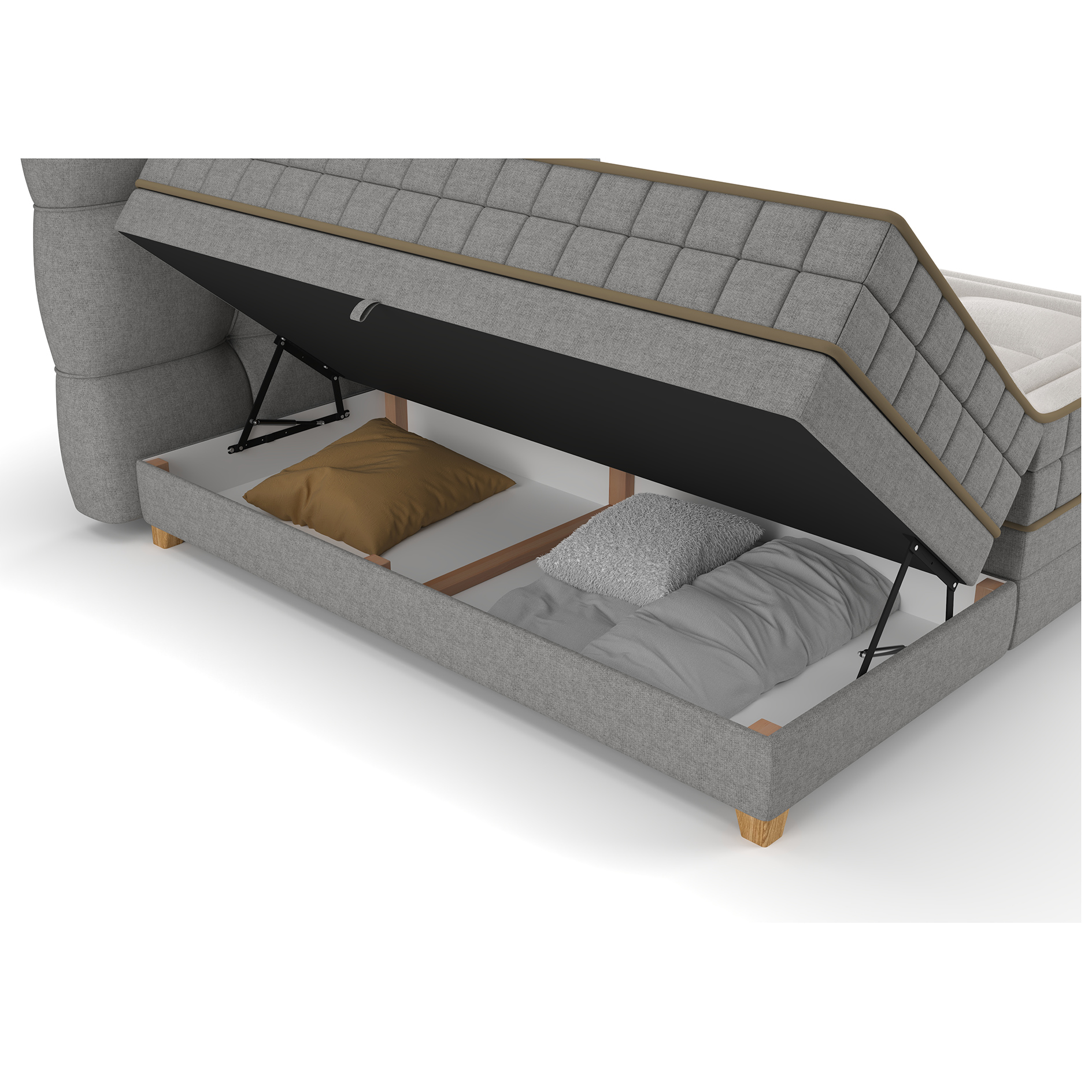Boxspringbett - hellgrau - H2/H3 - Bettkasten - 180x200 cm 