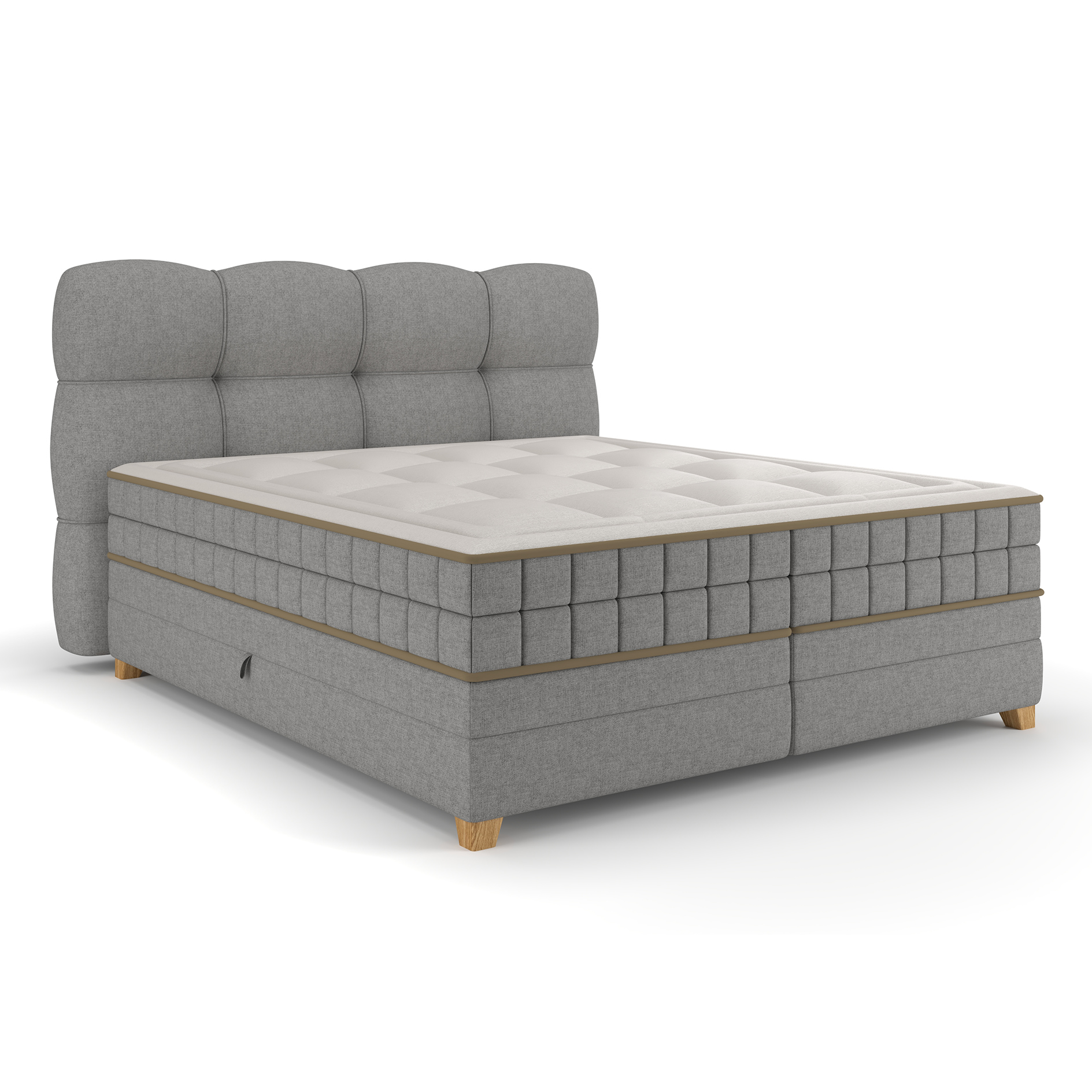 Boxspringbett - hellgrau - H2/H3 - Bettkasten - 180x200 cm 