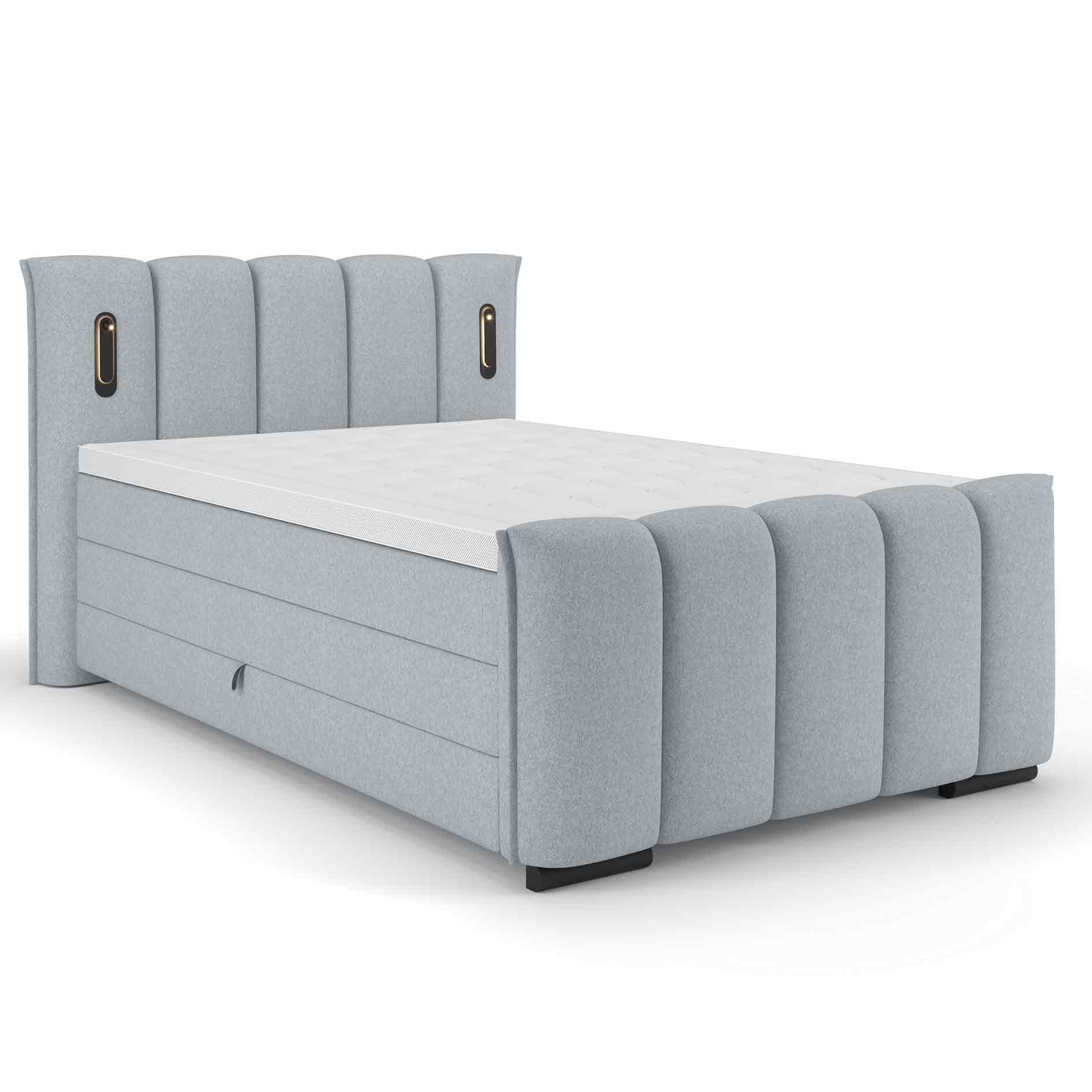Boxspringbett - hellgrau - H2/H3 - inklusive Topper - 120x200 cm