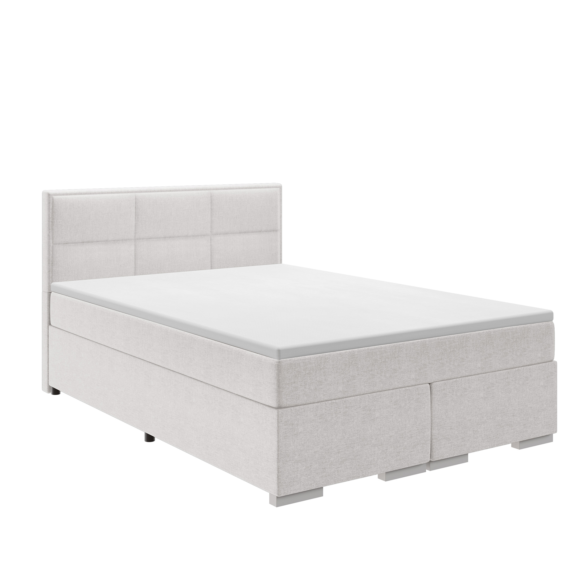 Boxspringbett - hellgrau - H2/H3 - mit Topper - 140x200 cm