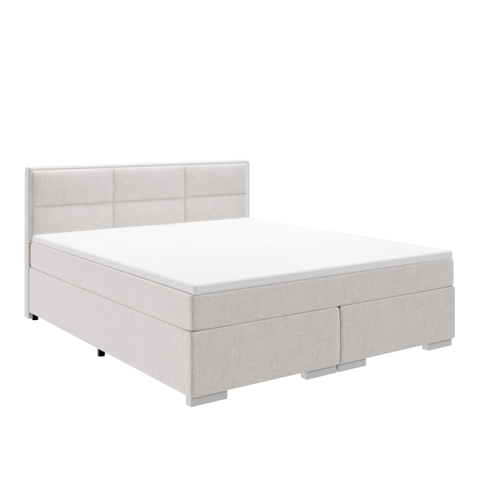 Boxspringbett - hellgrau - H2/H3 - mit Topper - 160x200 cm