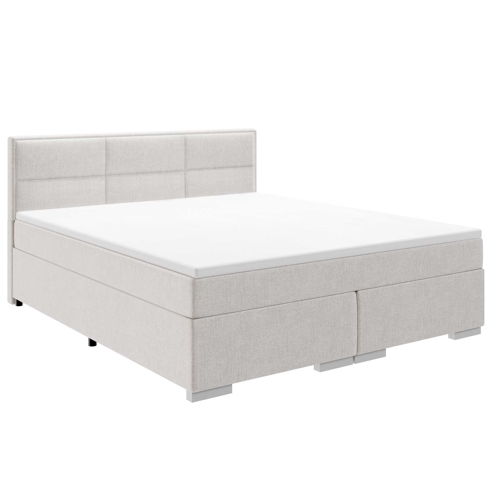 Boxspringbett - hellgrau - H2/H3 - mit Topper - 180x200 cm