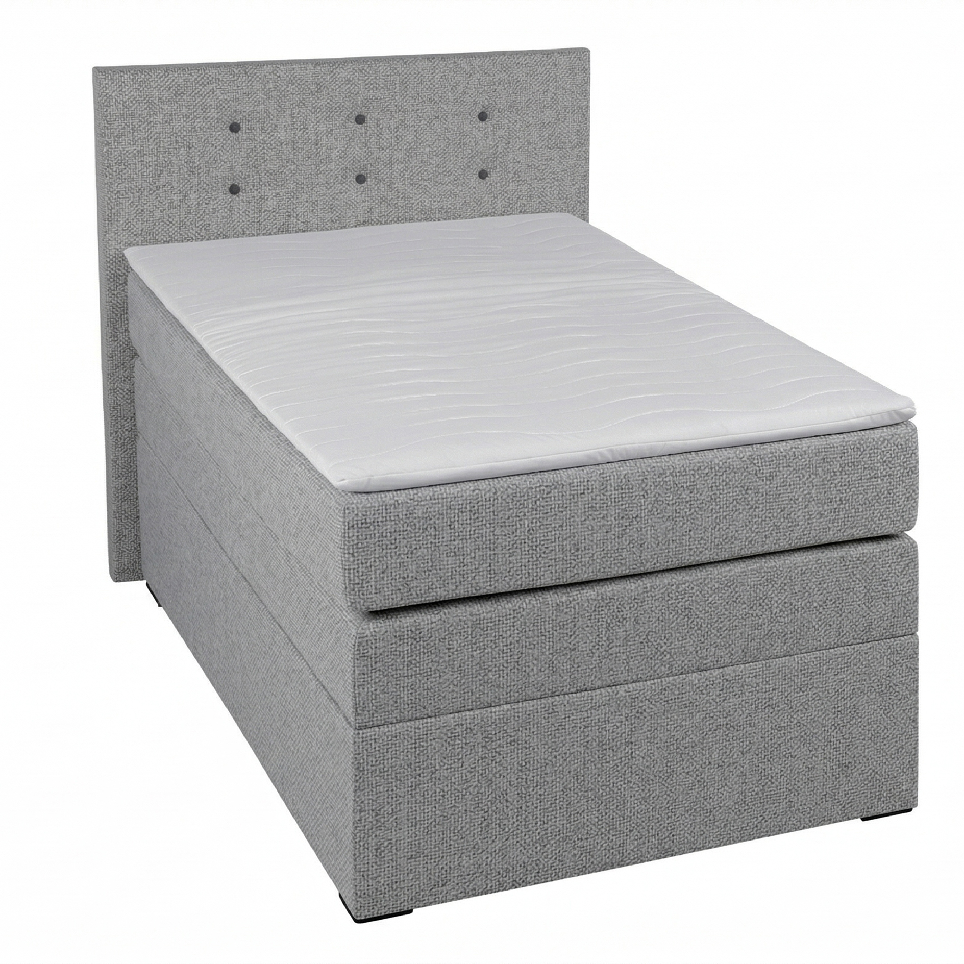 Boxspringbett - hellgrau - H3 - mit Topper - 90x200 cm