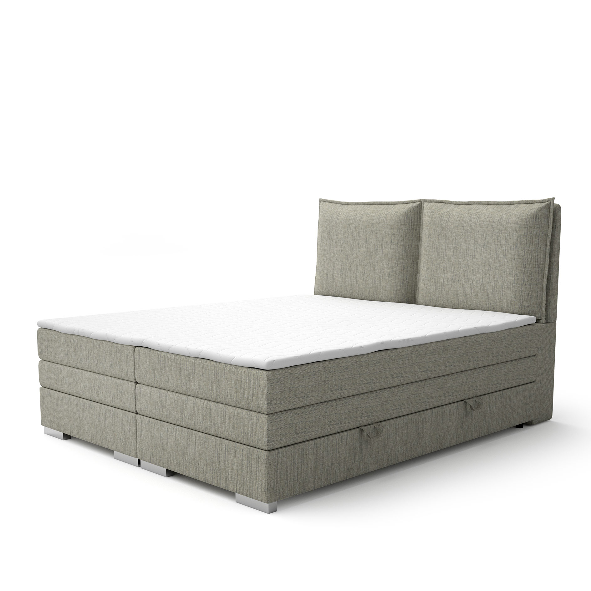Boxspringbett - khaki - H3 - 140x200 cm