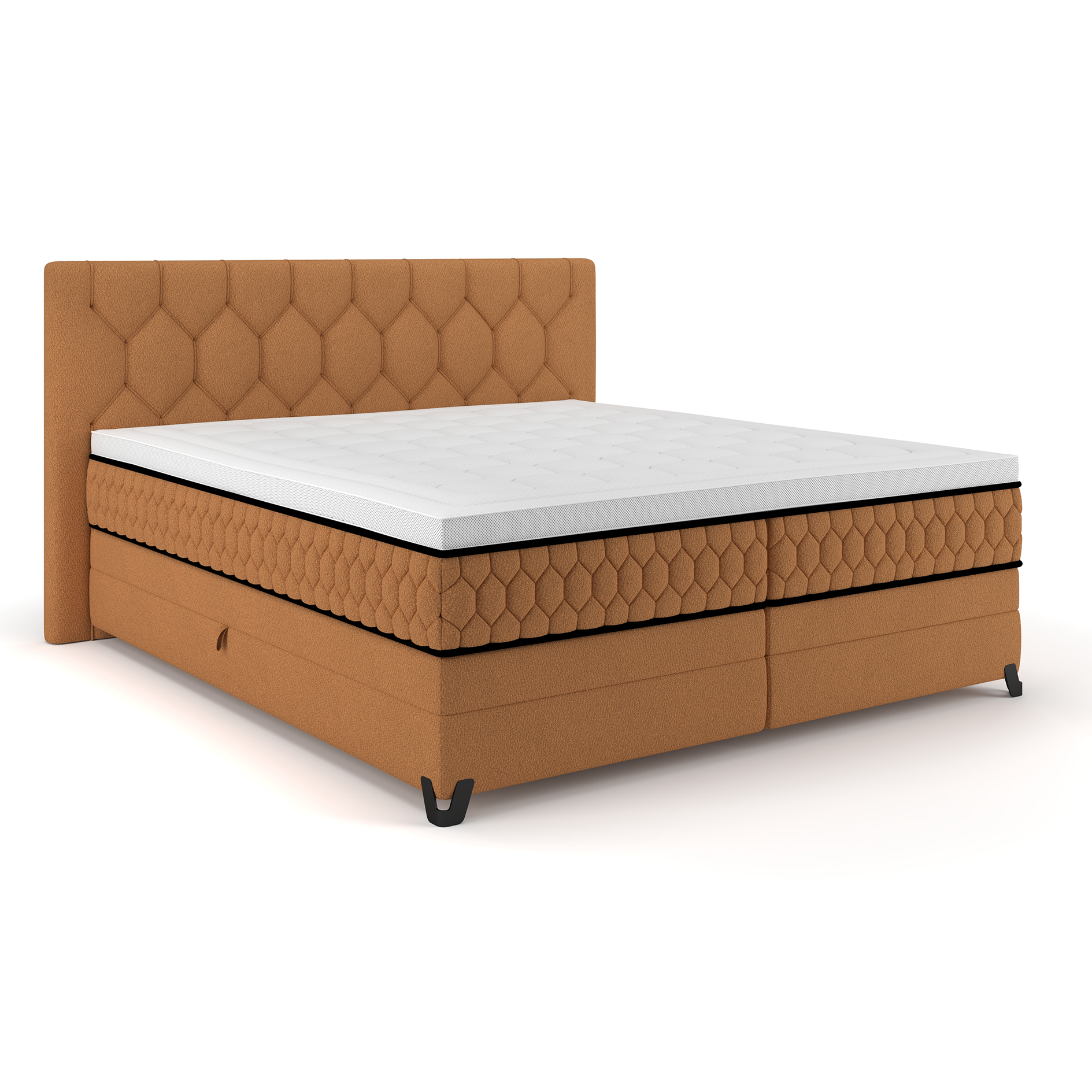 Boxspringbett - lachs - mit Bettkasten - H2/H3 - 160x200 cm