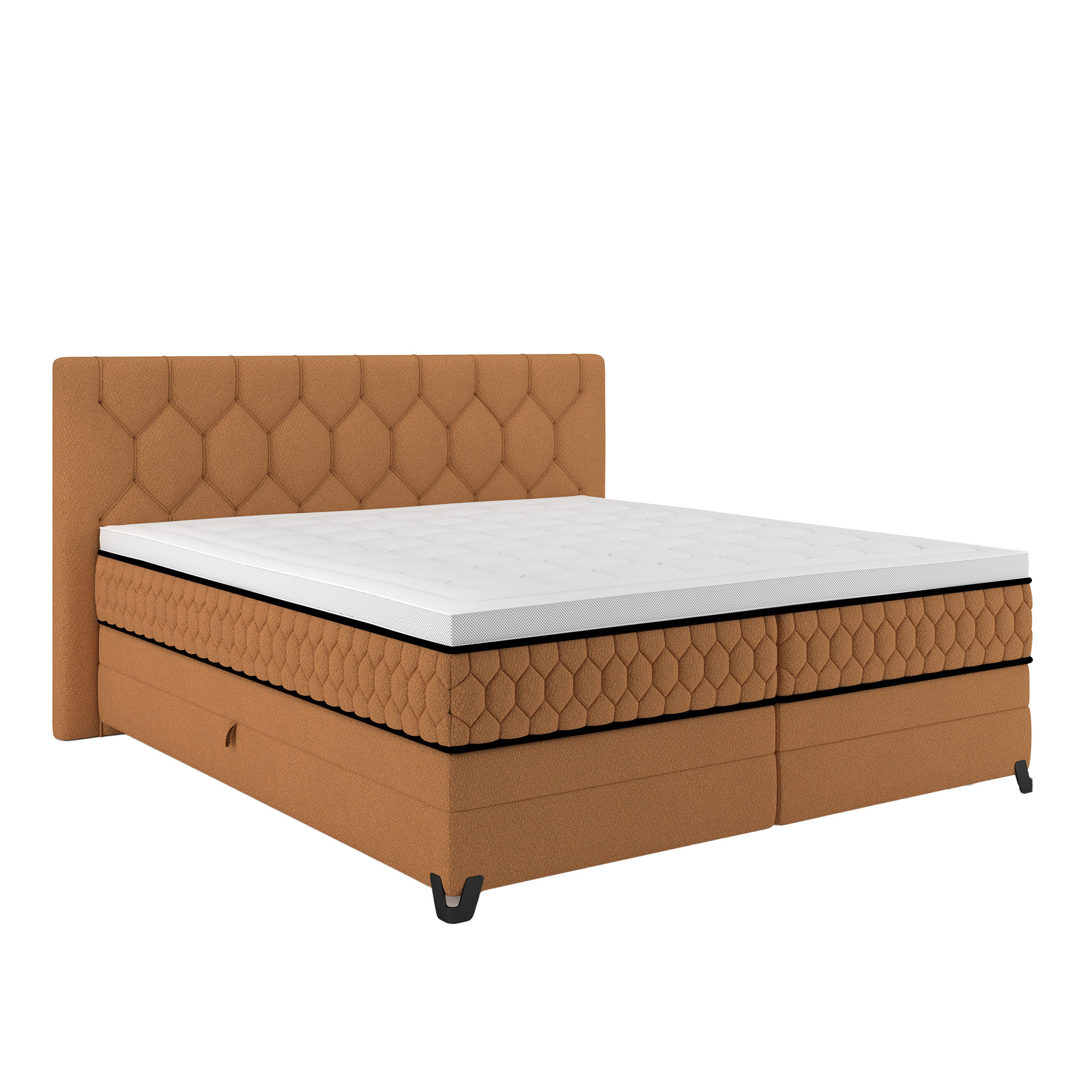 Boxspringbett - lachs - mit Bettkasten - H2/H3 - 180x220 cm