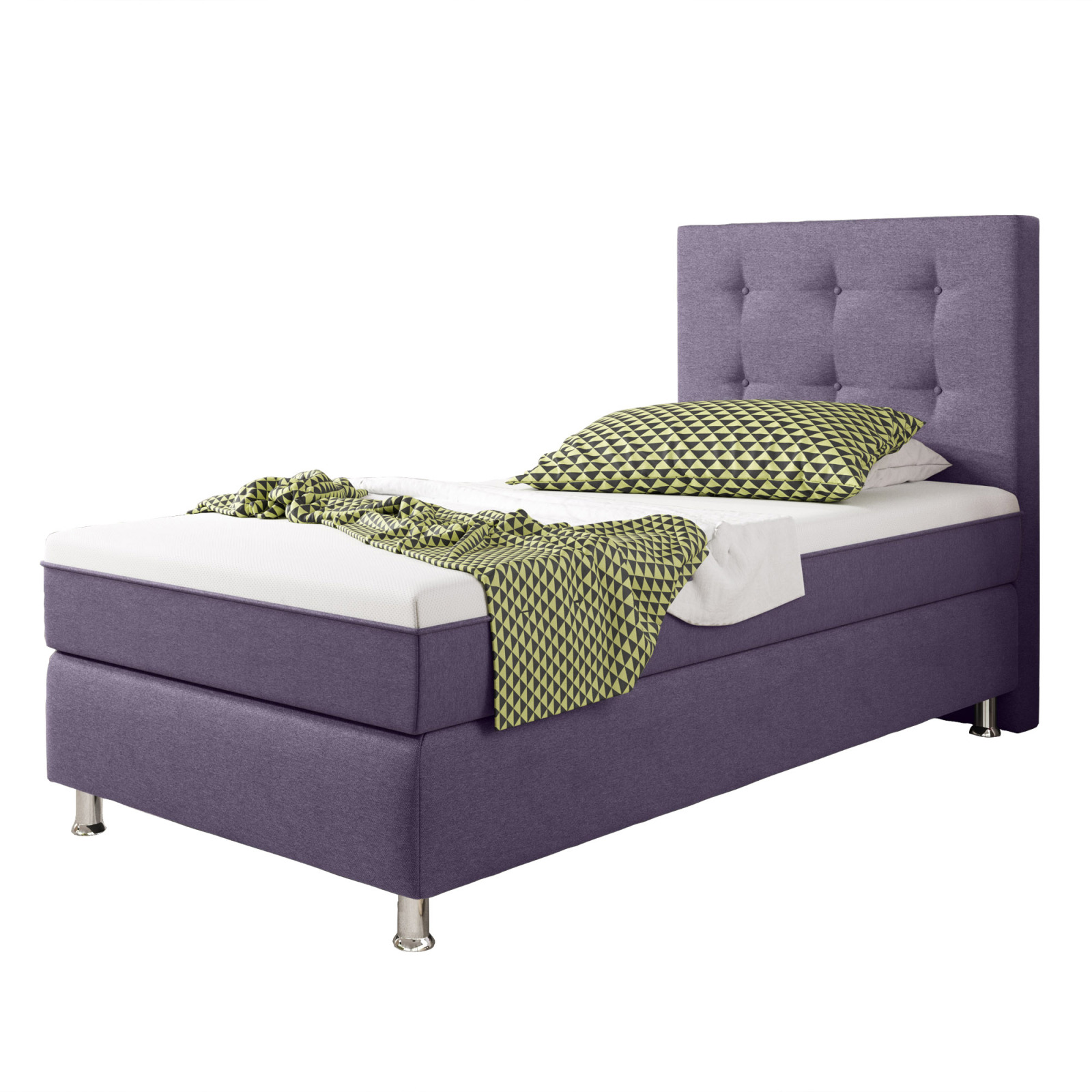 Boxspringbett - lila - H3 - 90x200 cm