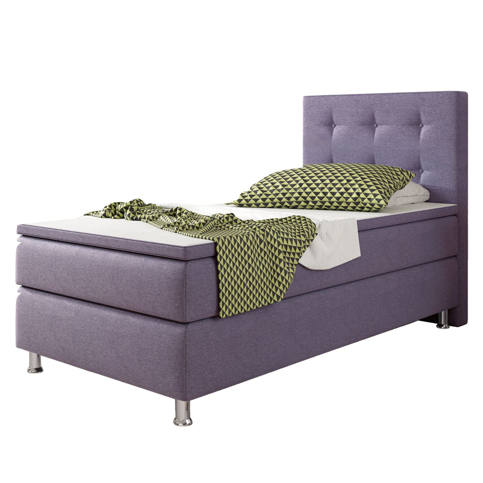 Boxspringbett - lila - mit Topper - H3 - 90x200 cm