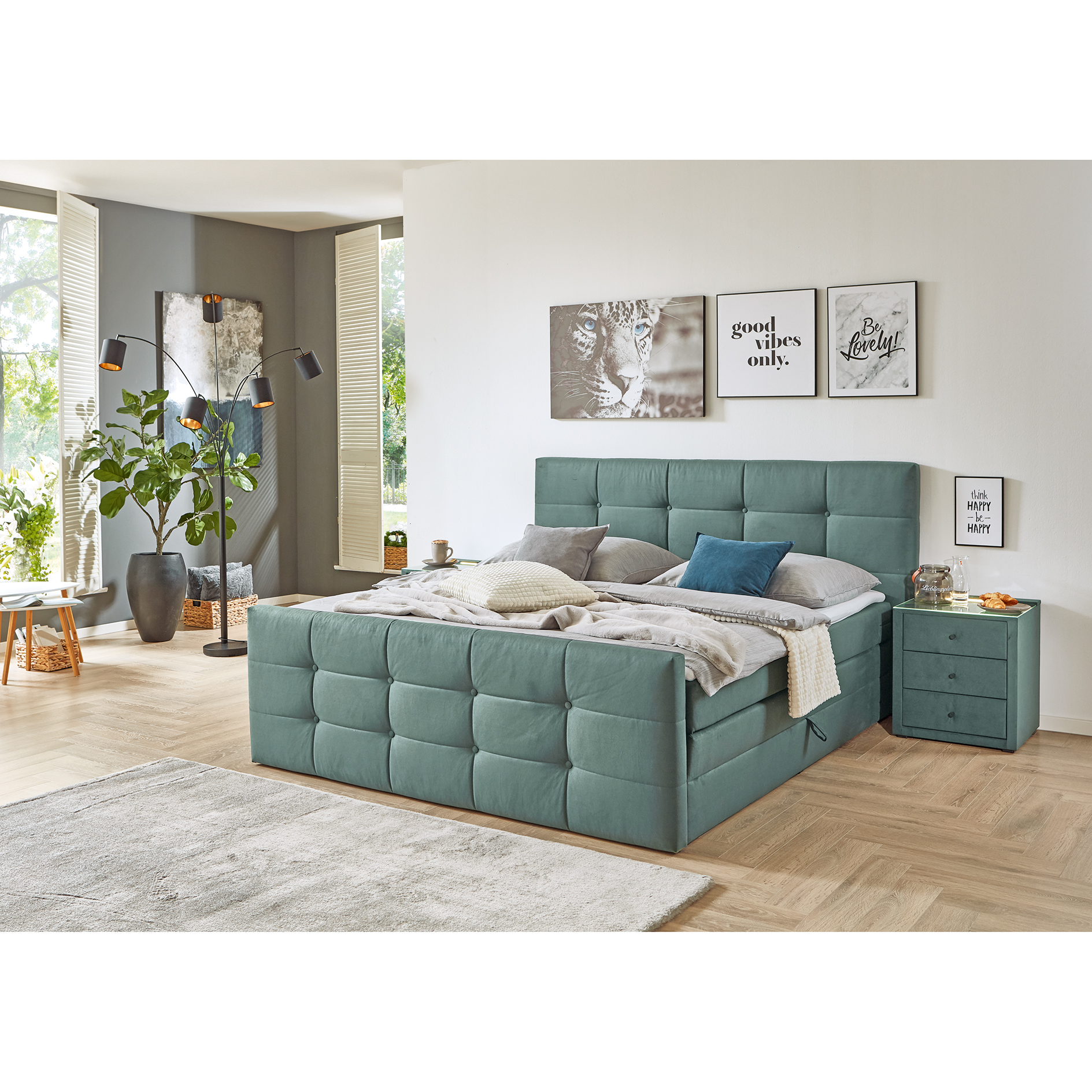 Möbelfreude Doluna Boxspringbett Kaz 180x200 Cm – Anthrazit, H3, Inkl. Visco-Topper & Taschenfederkern-Matratze
