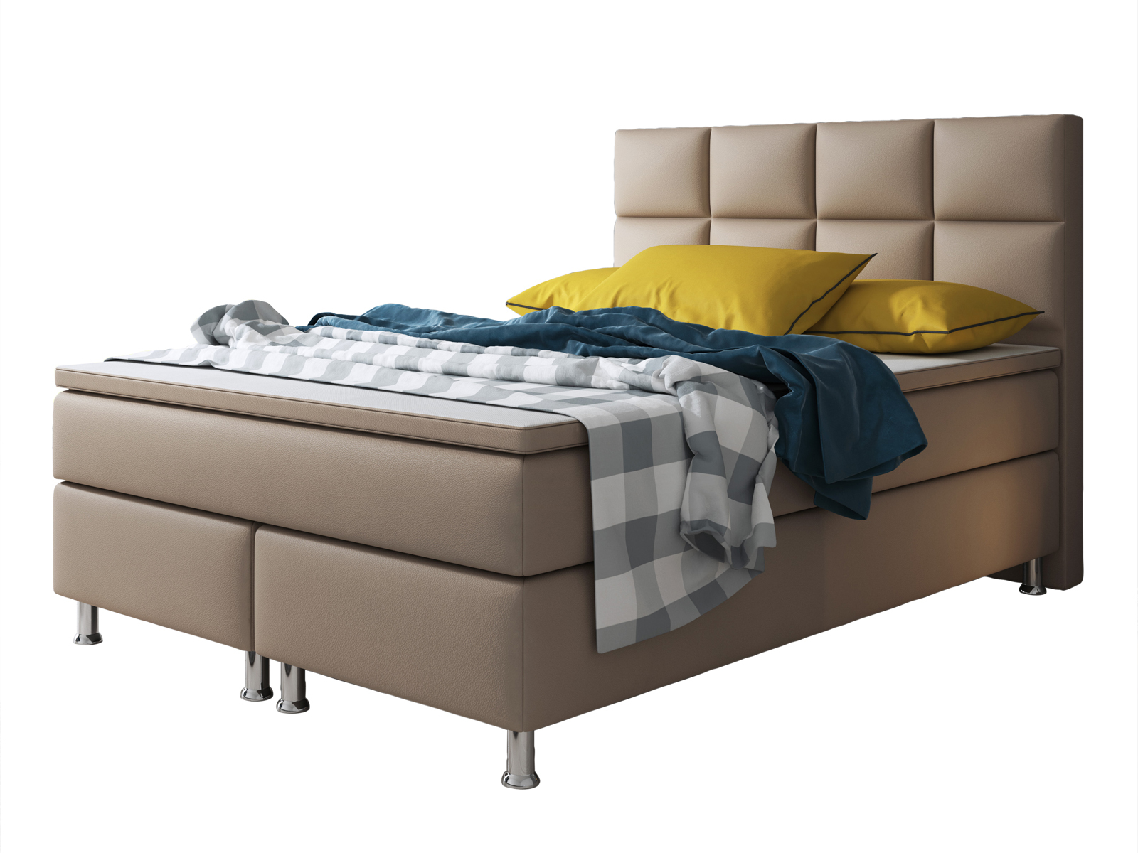 Boxspringbett - muddy - Kunstleder - mit Topper - H3 - 140x200 cm