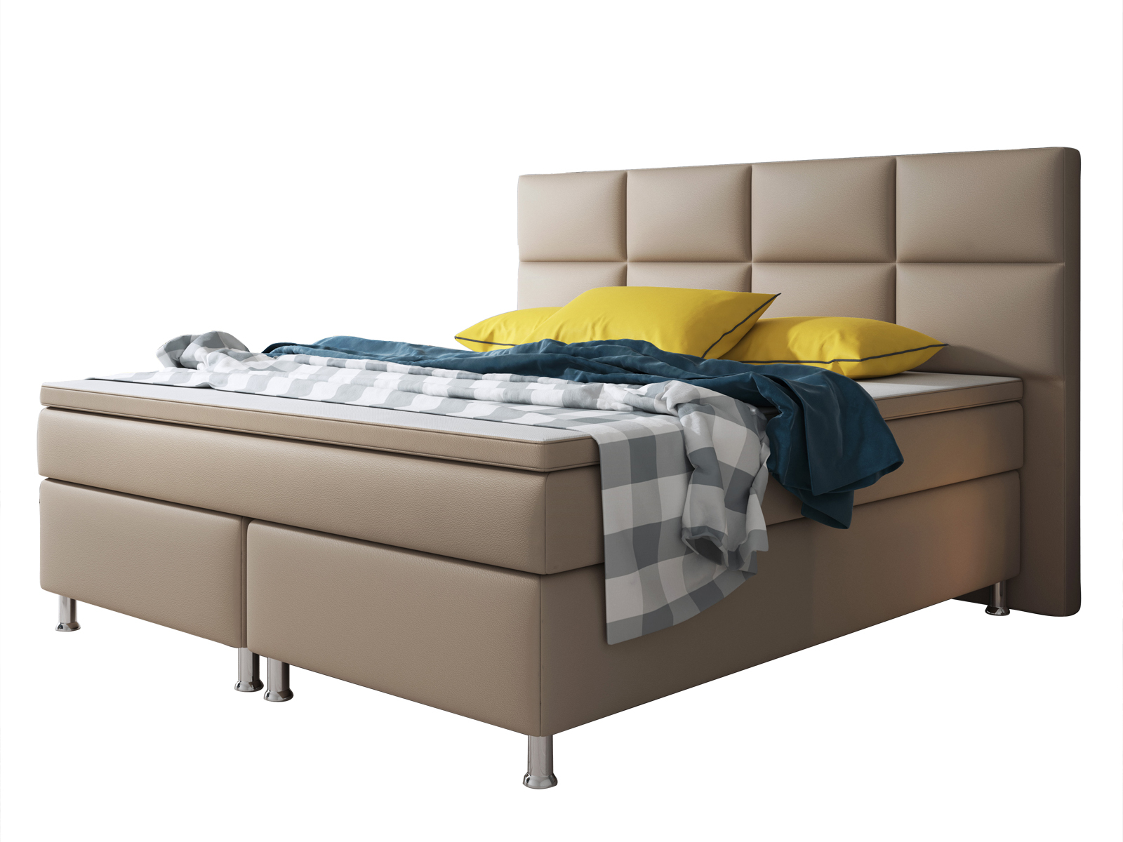 Boxspringbett - muddy - Kunstleder - mit Topper - H3 - 180x200 cm