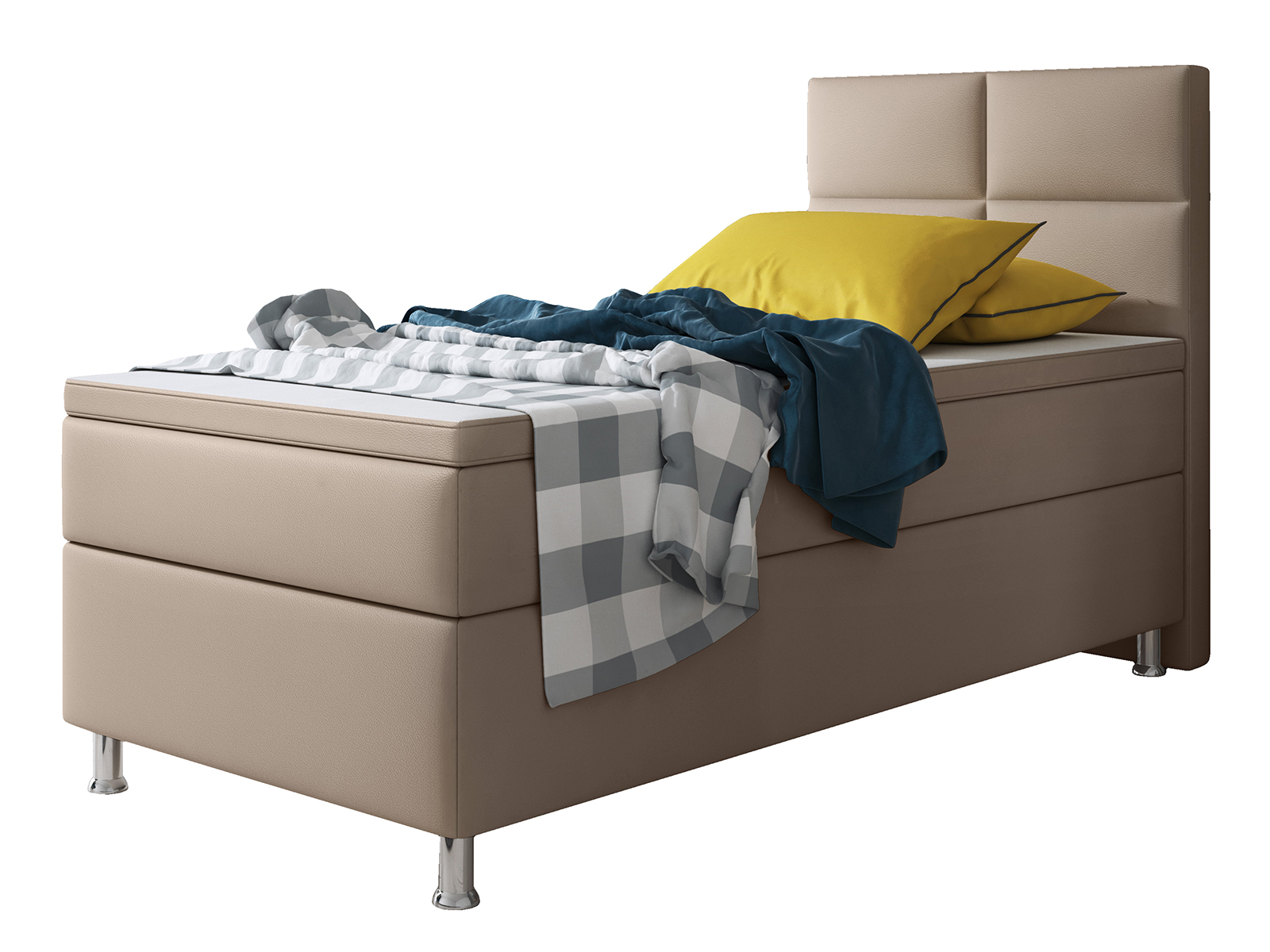 Boxspringbett - muddy - Kunstleder - mit Topper - H3 - 90x200 cm