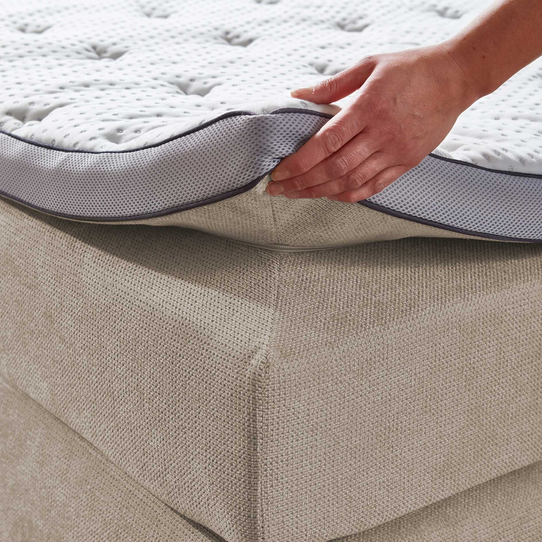 Boxspringbett - natur - H2/H3 - mit Bettkasten - 160x200 cm