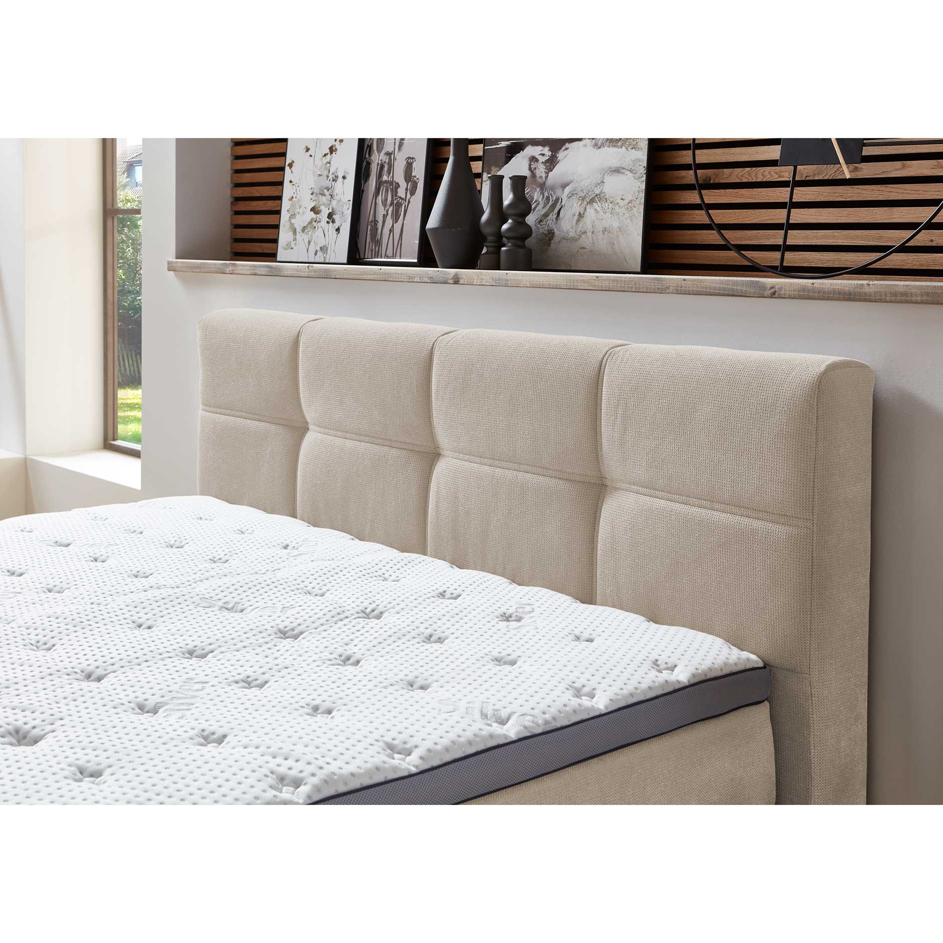 Boxspringbett - natur - H2/H3 - mit Bettkasten - 160x200 cm