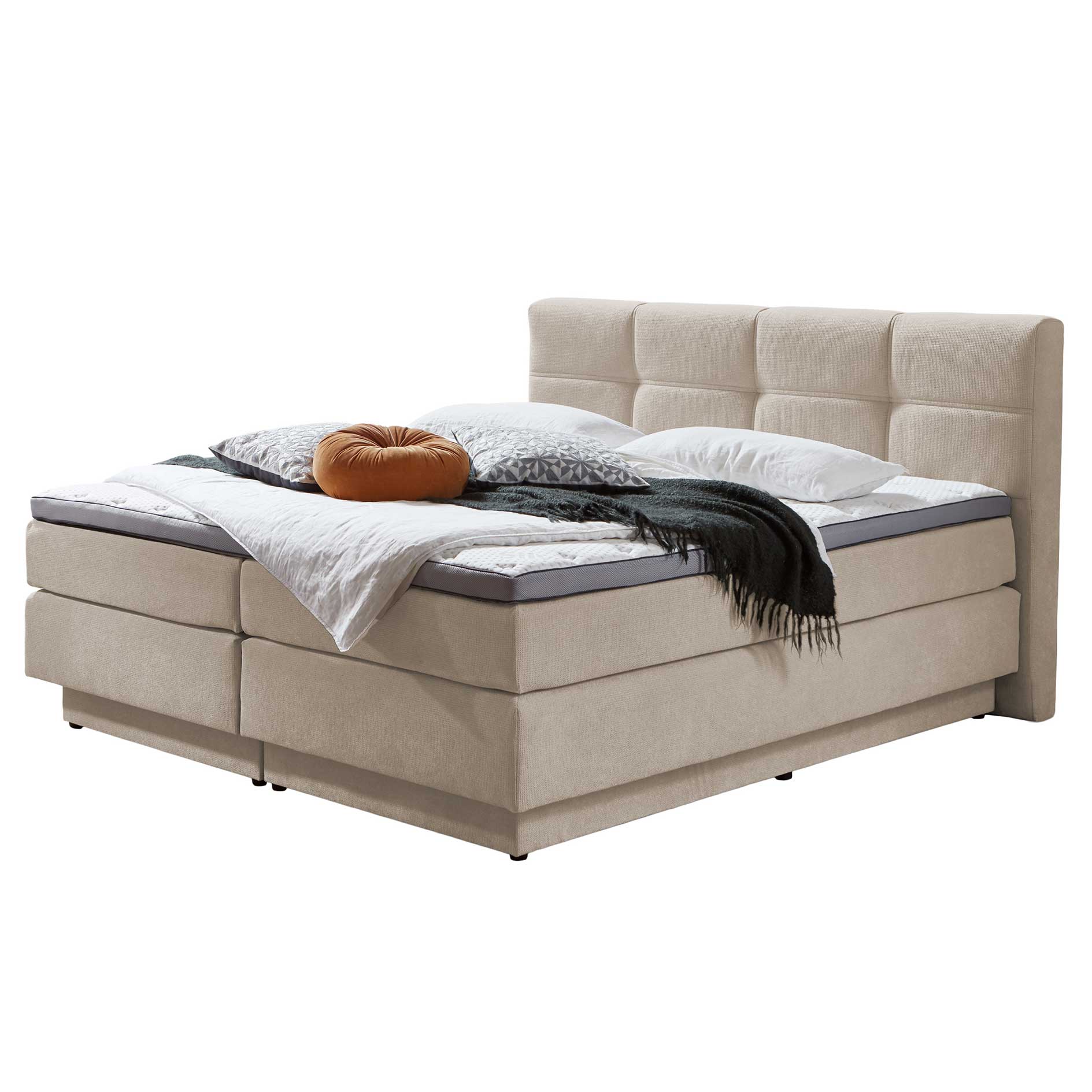 Boxspringbett - natur - H3/H4 - mit Bettkasten - 160x200 cm