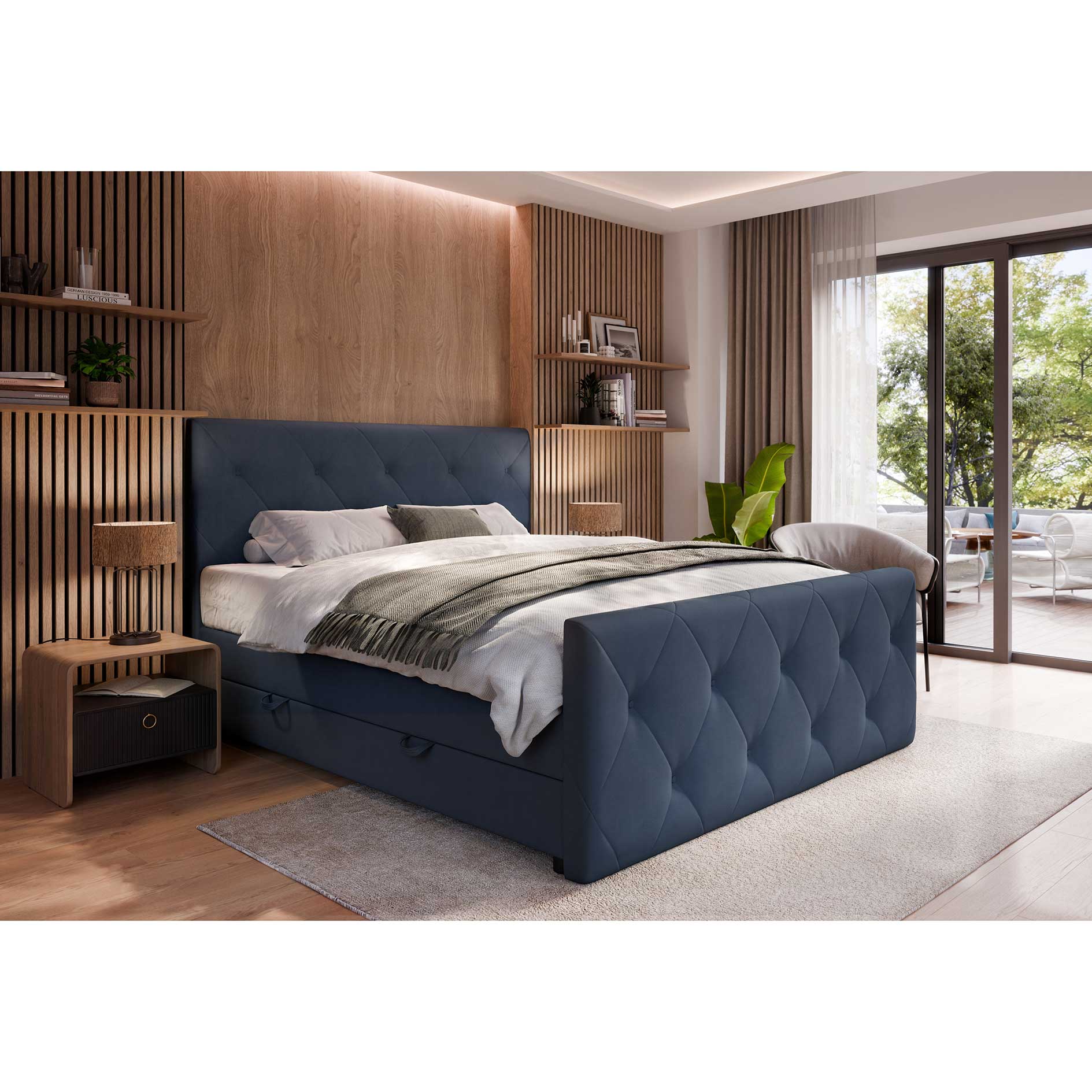 Boxspringbett - navi - H3 - mit Bettkasten - 180x200 cm