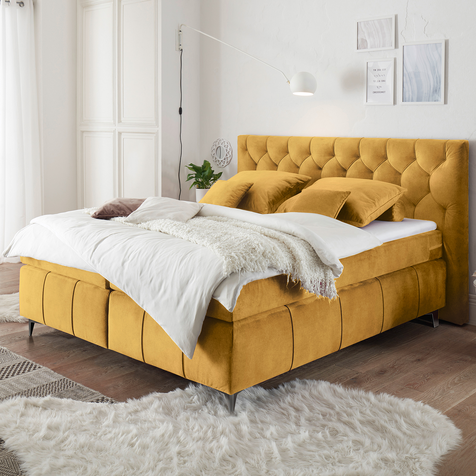 Doluna Premium Boxspringbett Perris 200x200 Cm – Mit Tonnen-Taschenfederkern Matratze & Viskose-Topper, Made In Germany