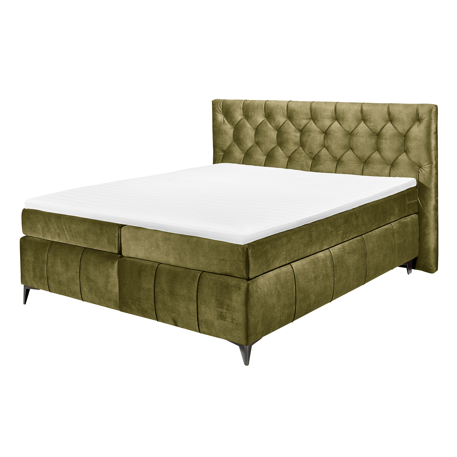 Boxspringbett - olive - Tonnentaschenfederkern - H2 - 160x200 cm