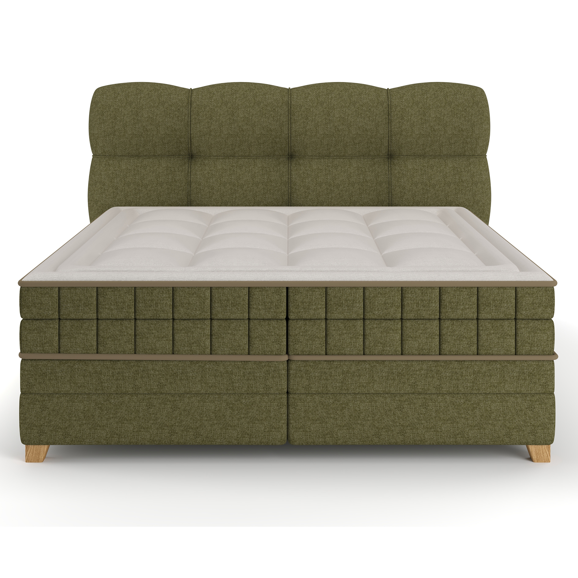 Boxspringbett - olivgrün - H2/H3 - Bettkasten - 180x200 cm 