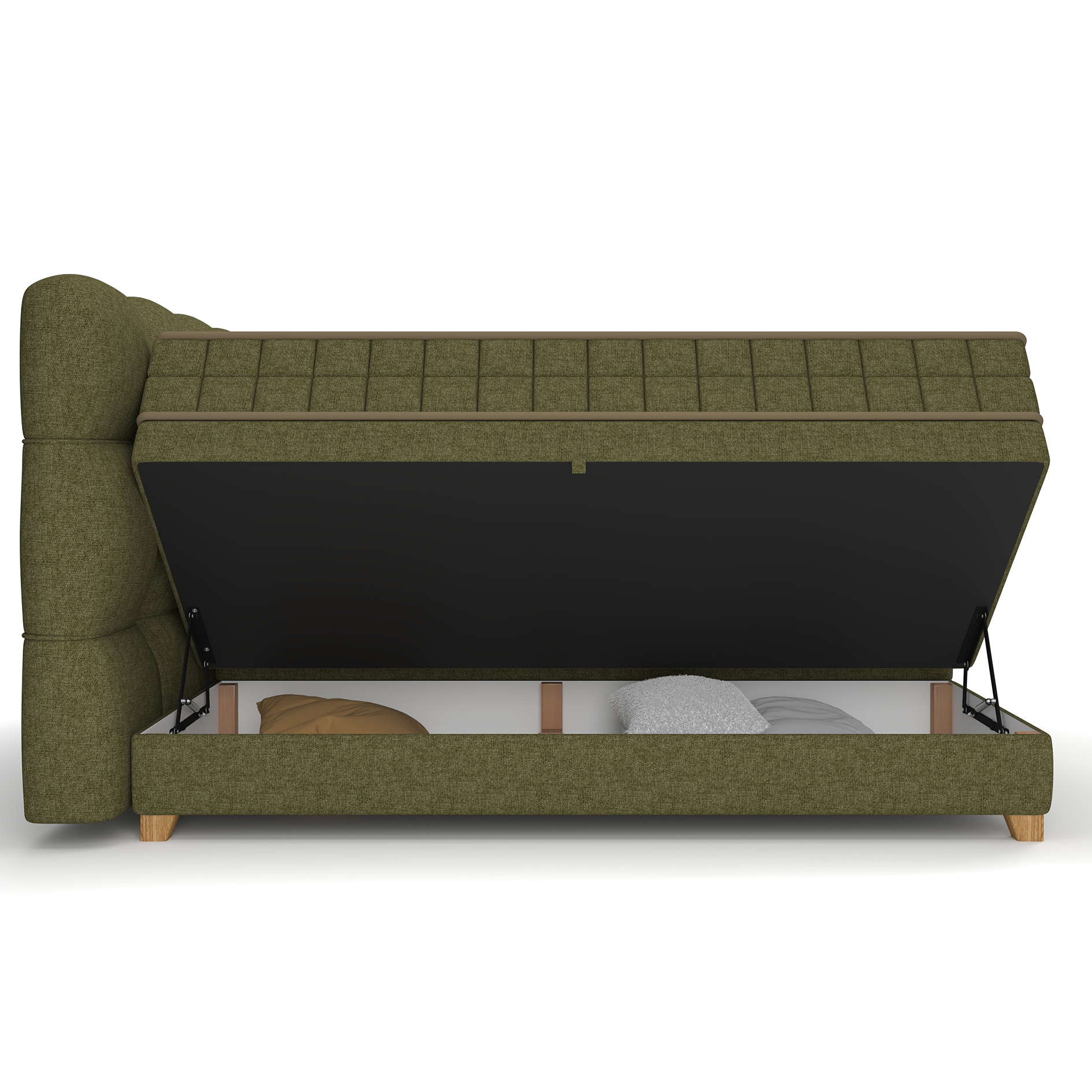 Boxspringbett - olivgrün - H2/H3 - Bettkasten - 180x200 cm 