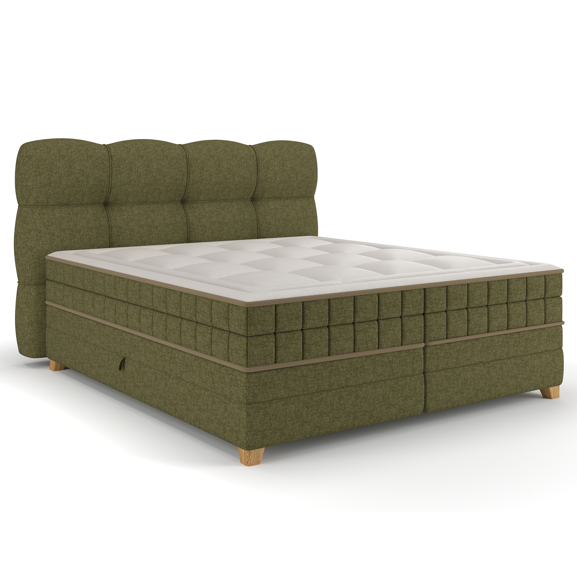 Boxspringbett - olivgrün - H2/H3 - Bettkasten - 180x200 cm 