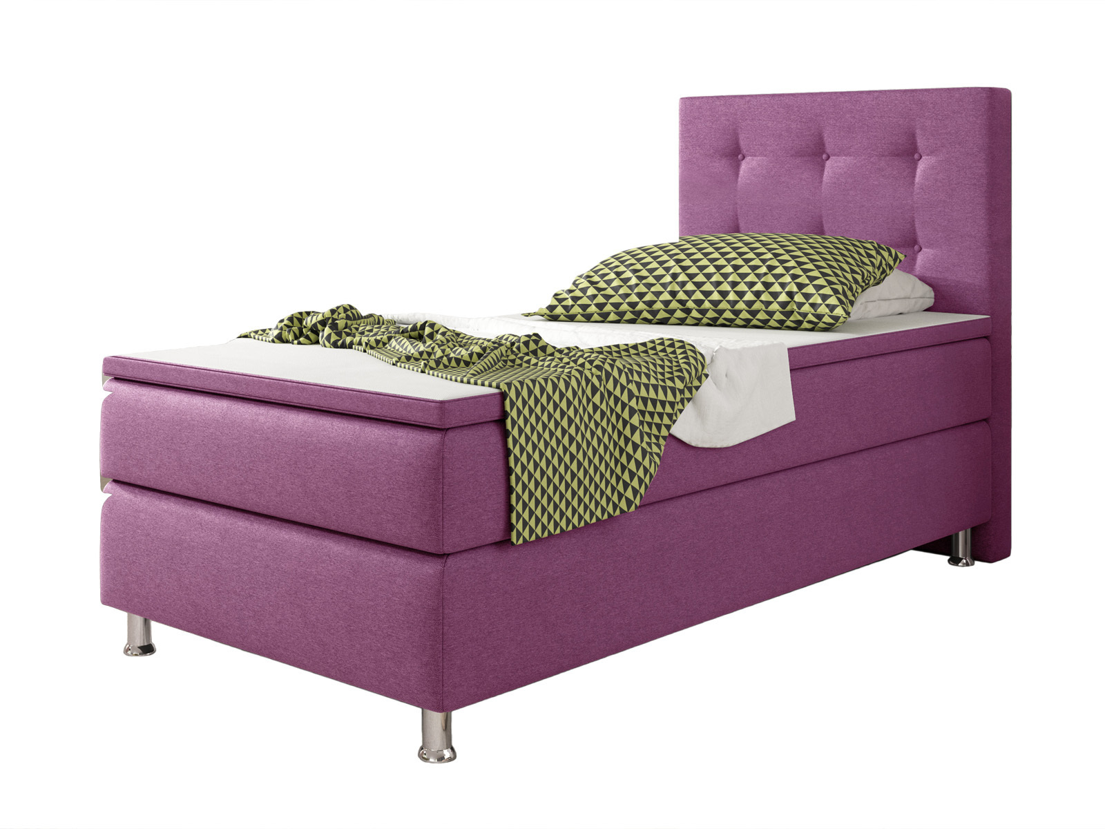 Boxspringbett - pink - mit Topper - H3 - 90x200 cm
