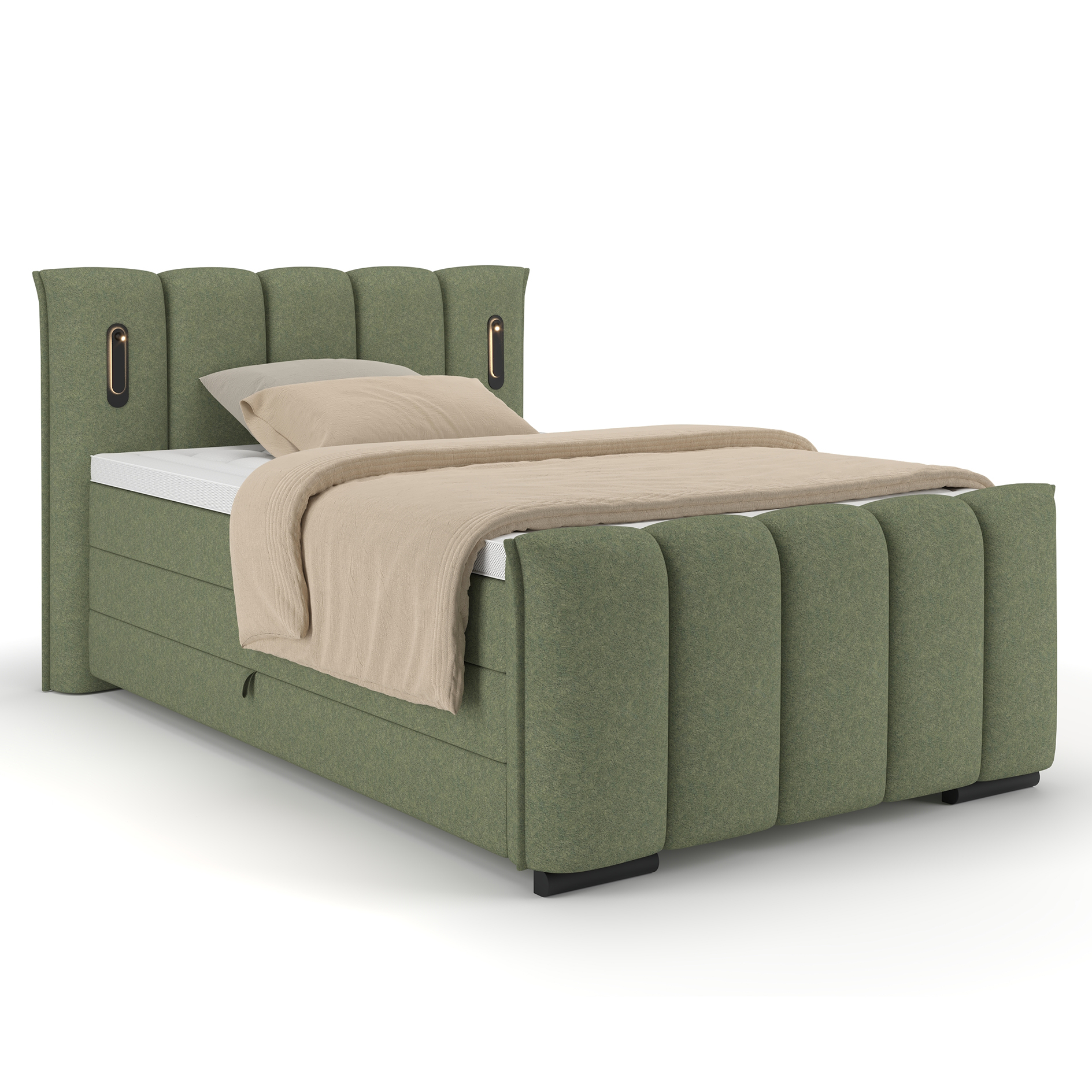 Boxspringbett - salbei - H2/H3 - inklusive Topper - 140x200 cm