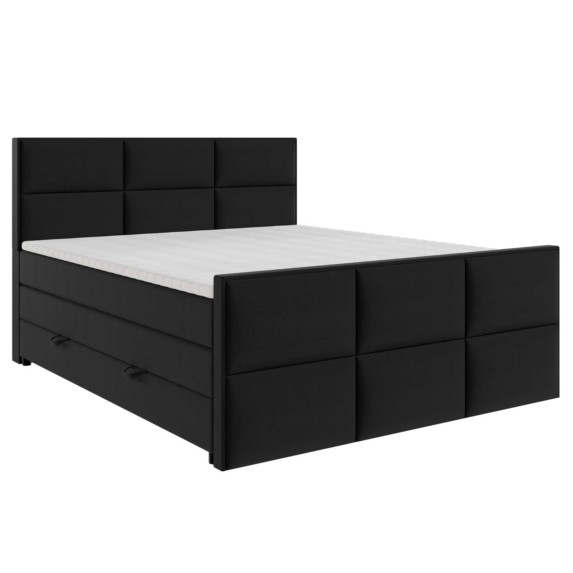 Boxspringbett - schwarz - Bettkasten - H3 - 140x200 cm