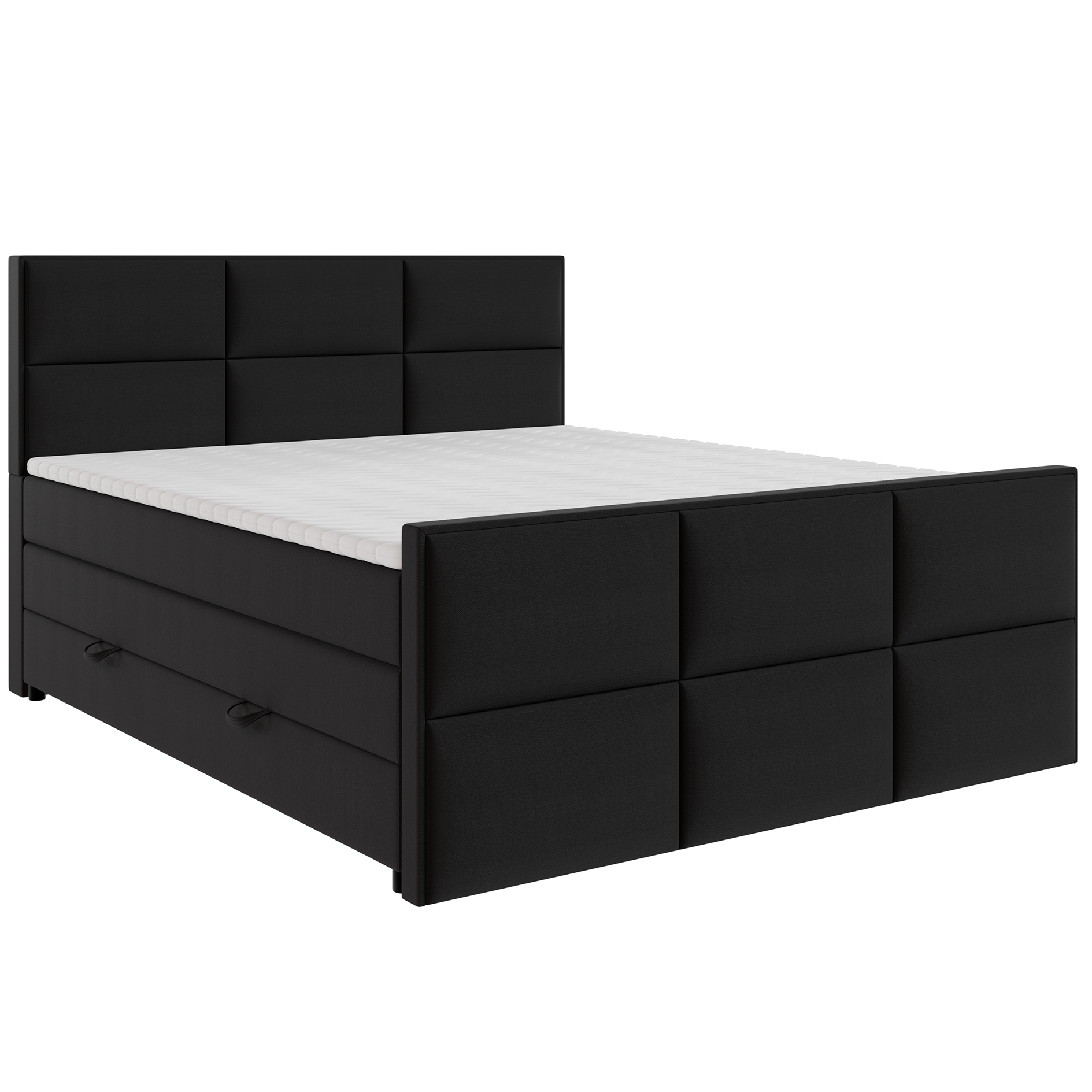 Boxspringbett - schwarz - Bettkasten - H3 - 160x200 cm