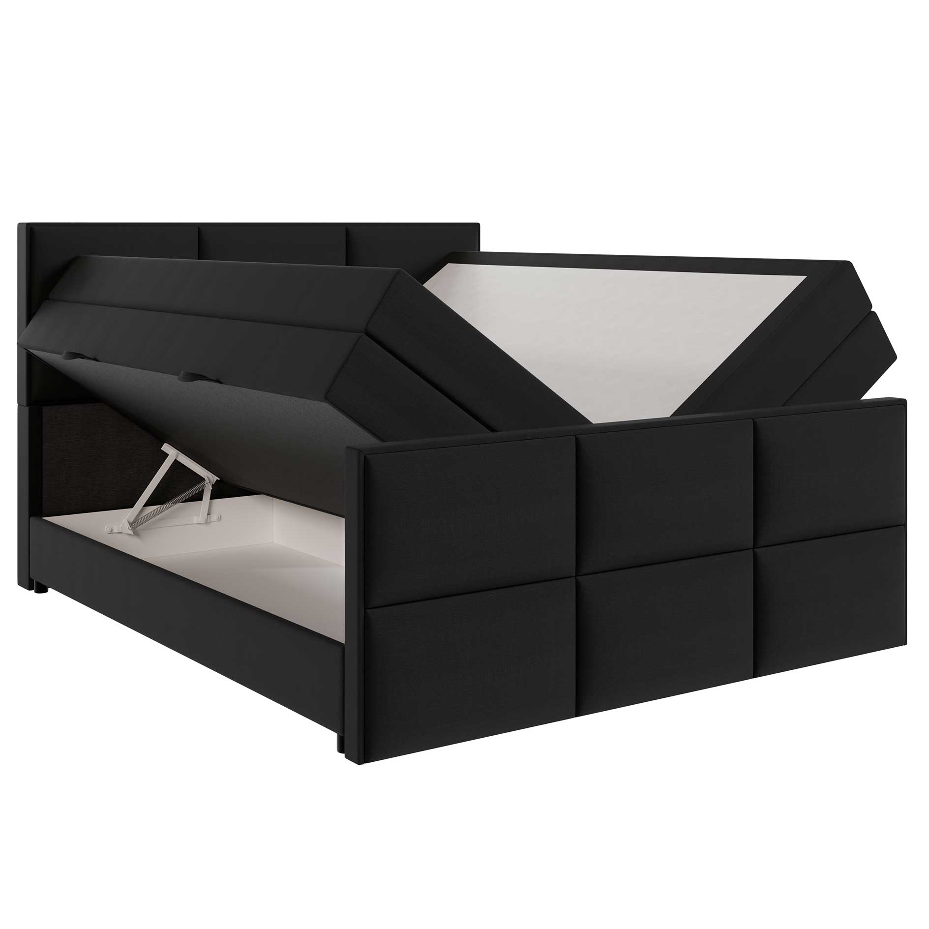 Boxspringbett - schwarz - Bettkasten - H3 - 180x200 cm