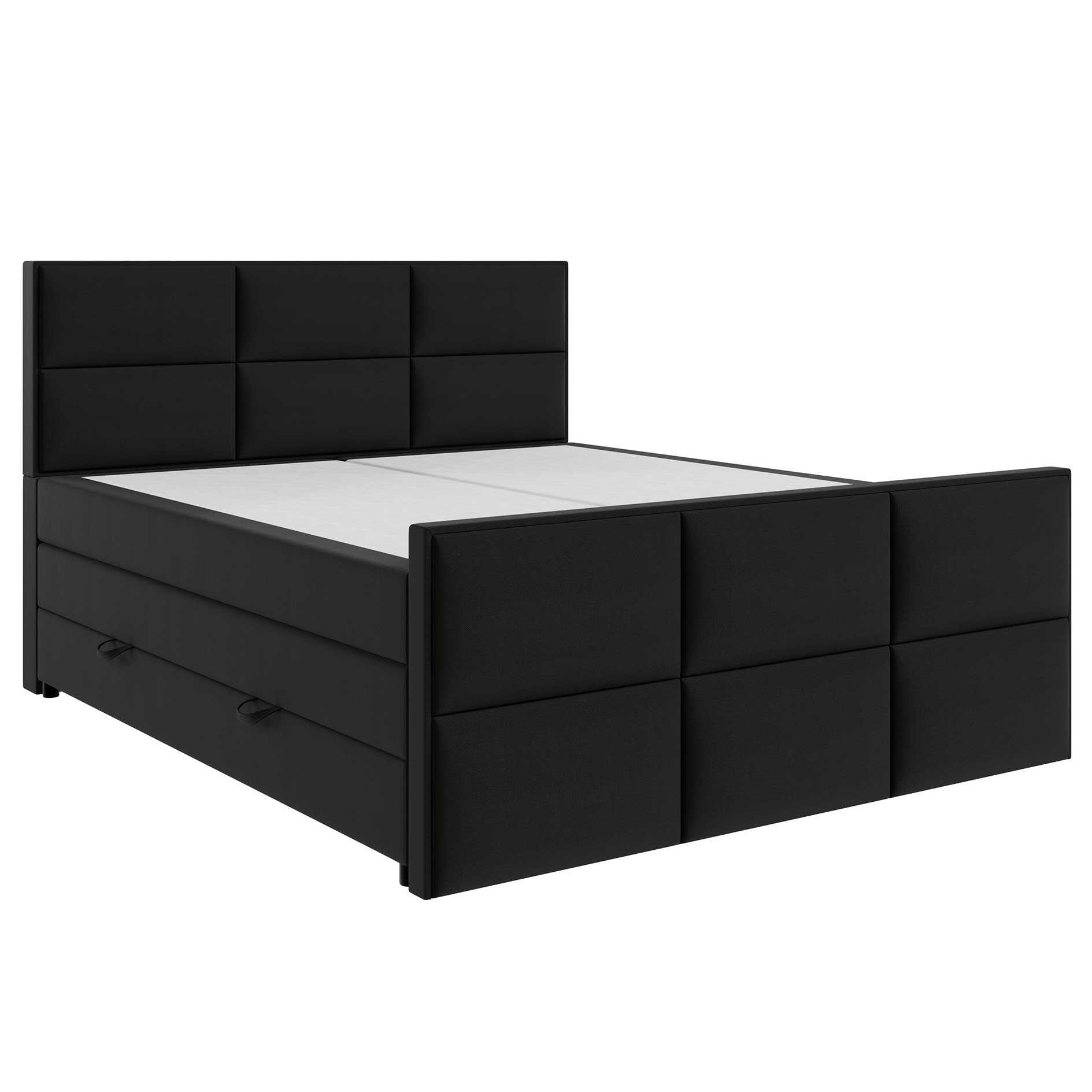 Boxspringbett - schwarz - Bettkasten - H3 - 180x200 cm